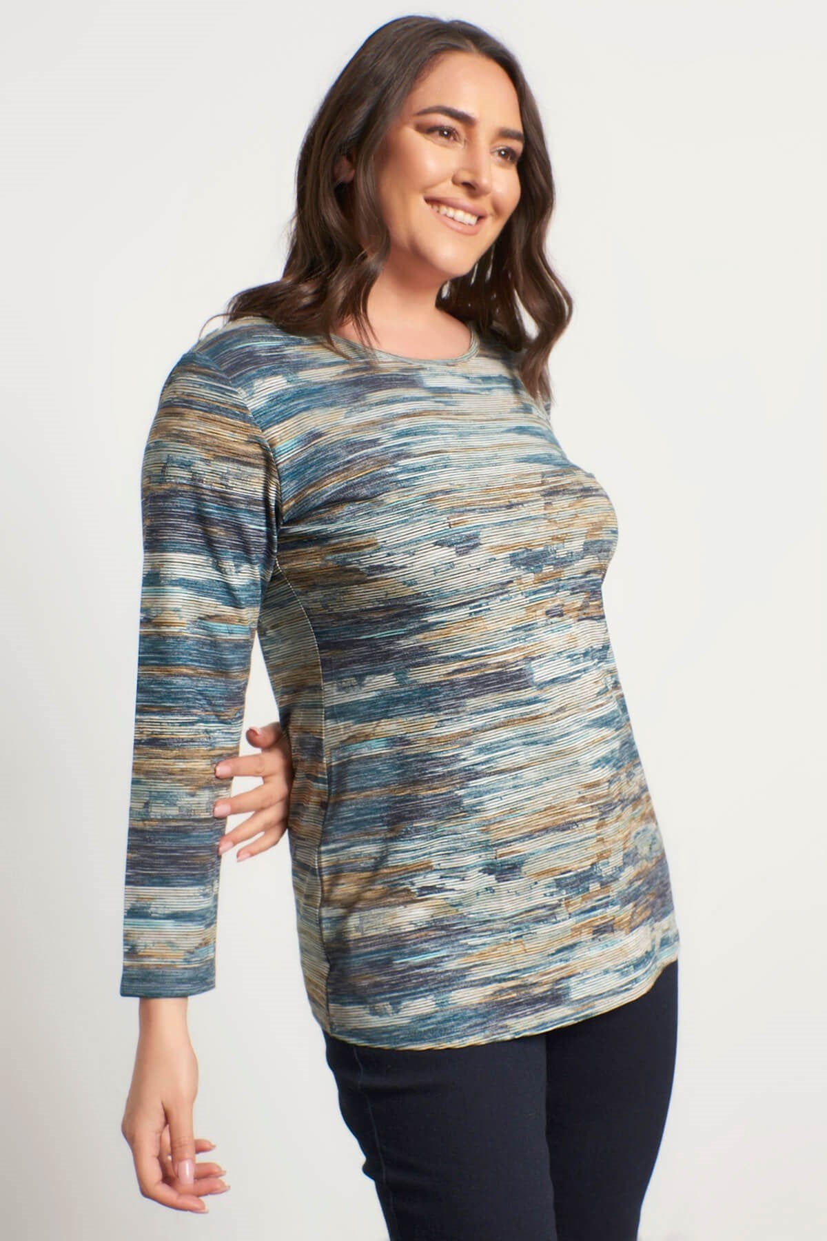 Kendinden Desenli Örme Tişört