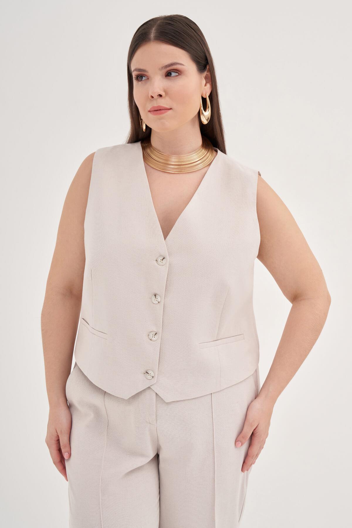 Keten Astarlı Klasik Yelek