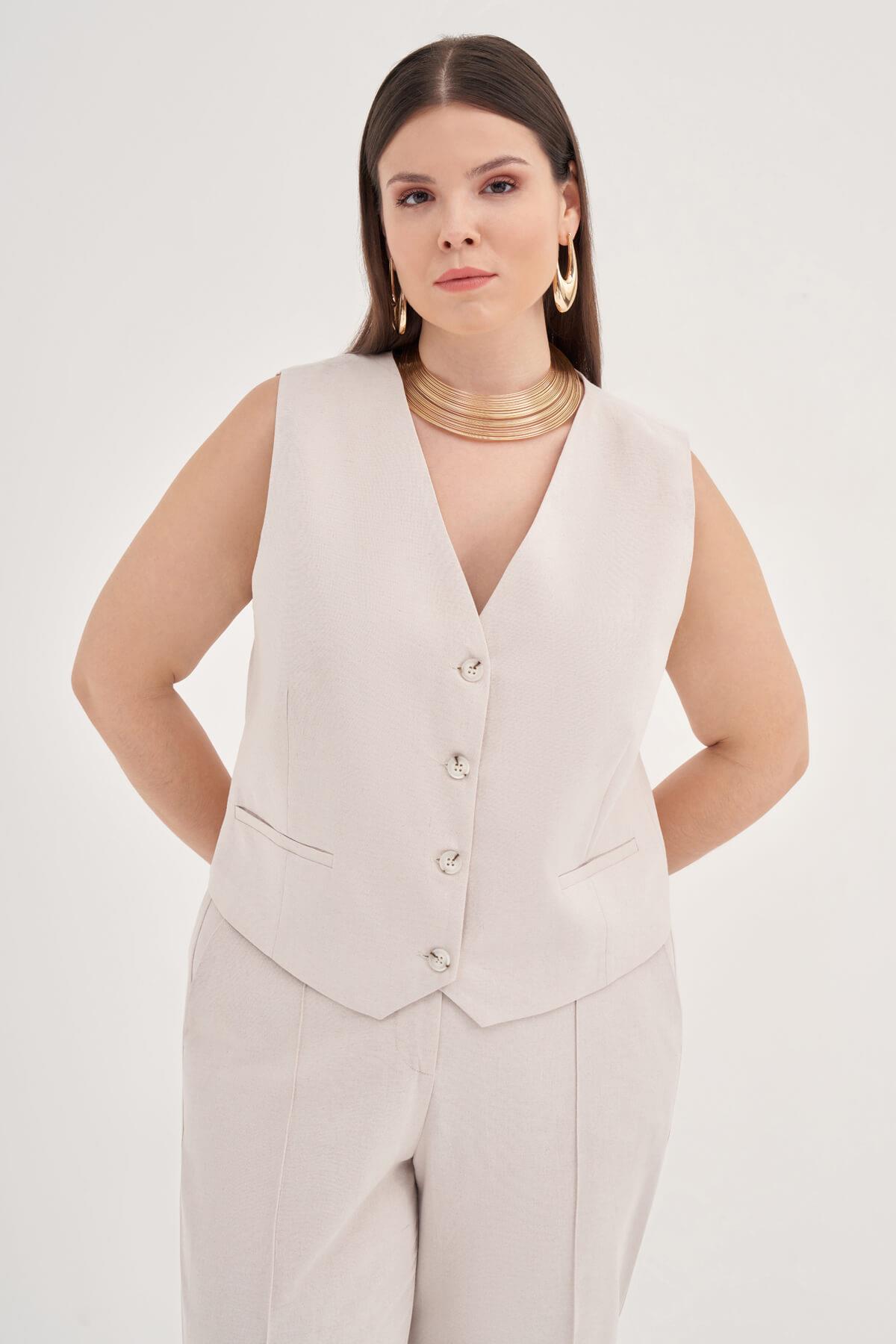 Keten Astarlı Klasik Yelek