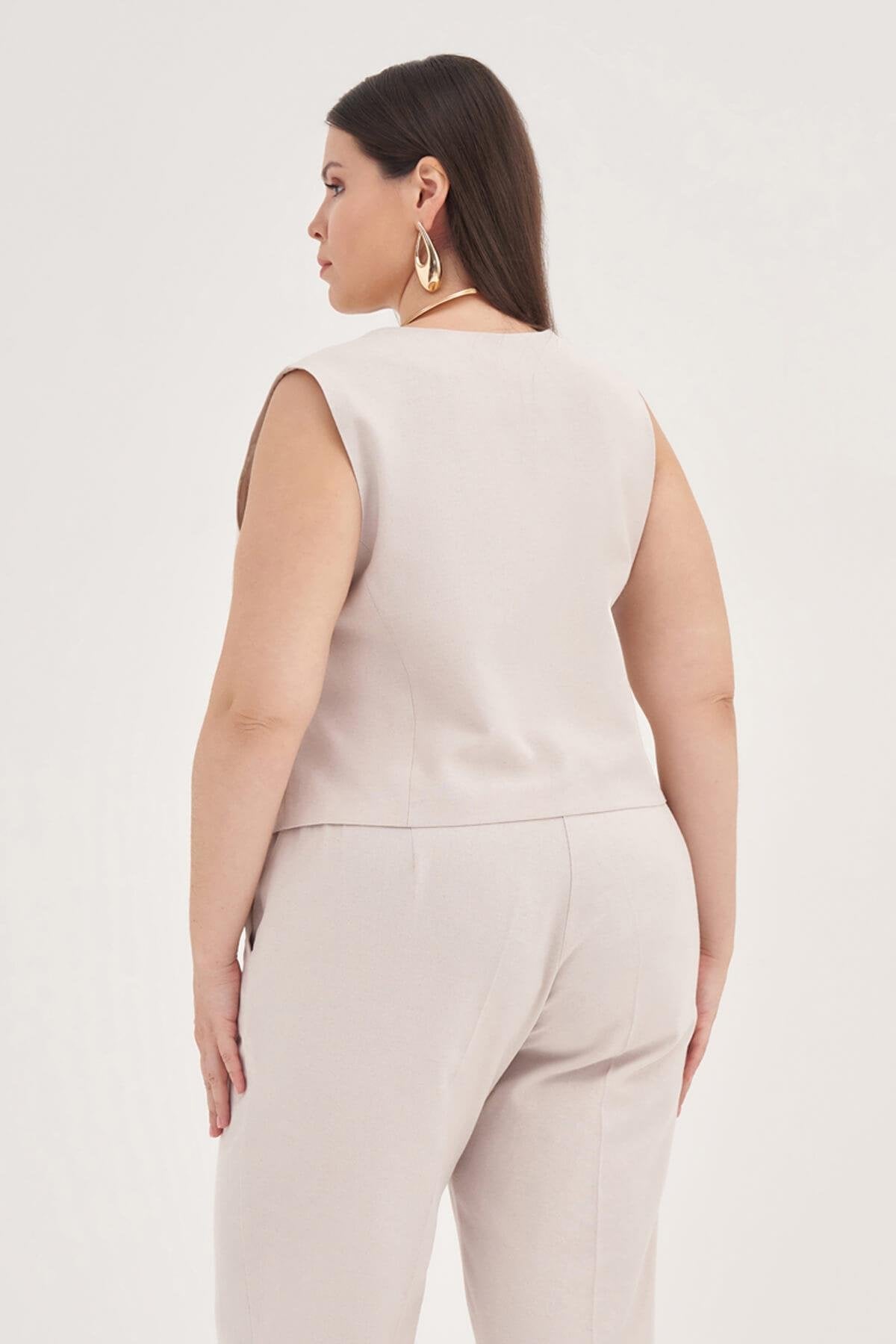 Keten Astarlı Klasik Yelek