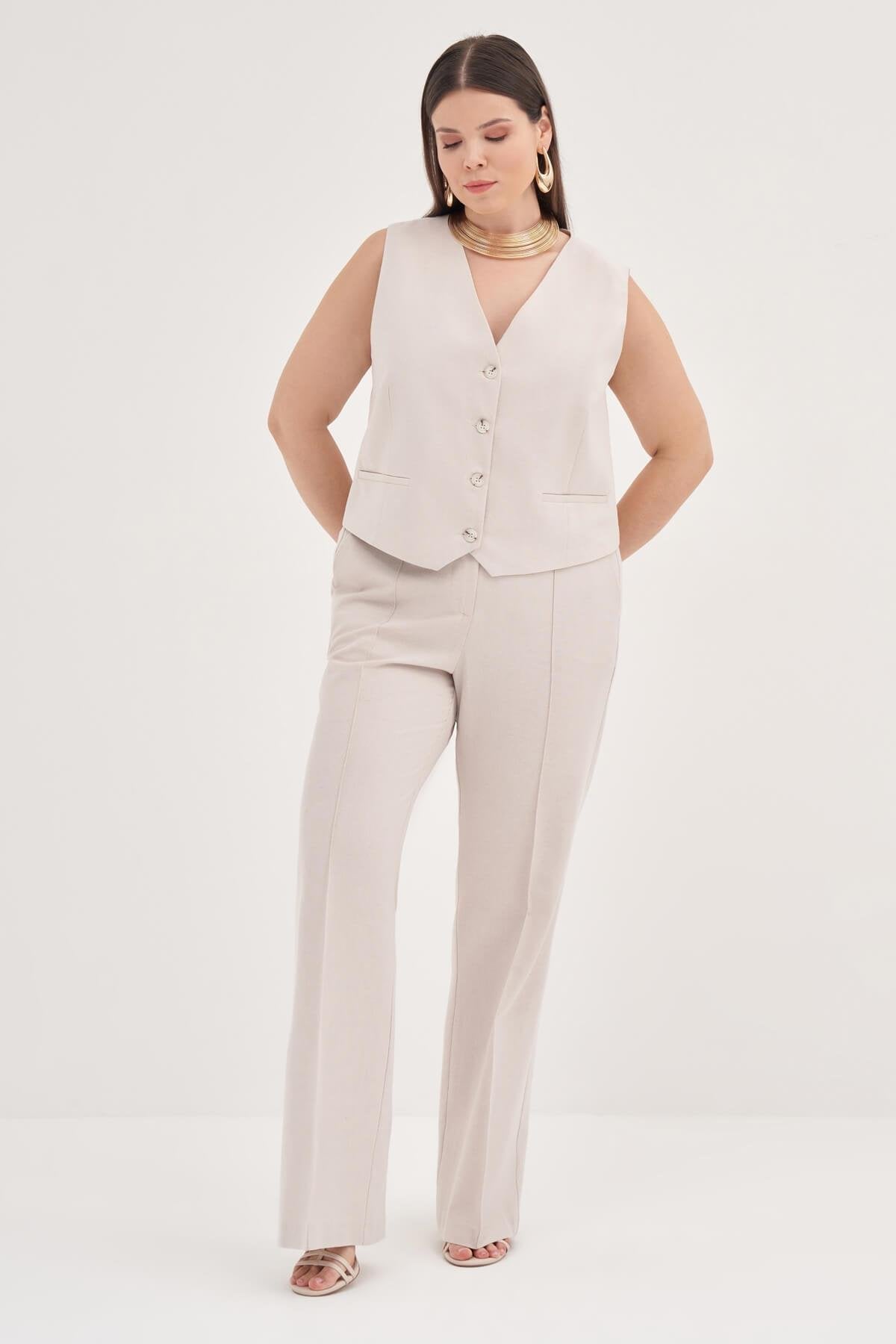 Keten Düz Kesim Klasik Pantolon