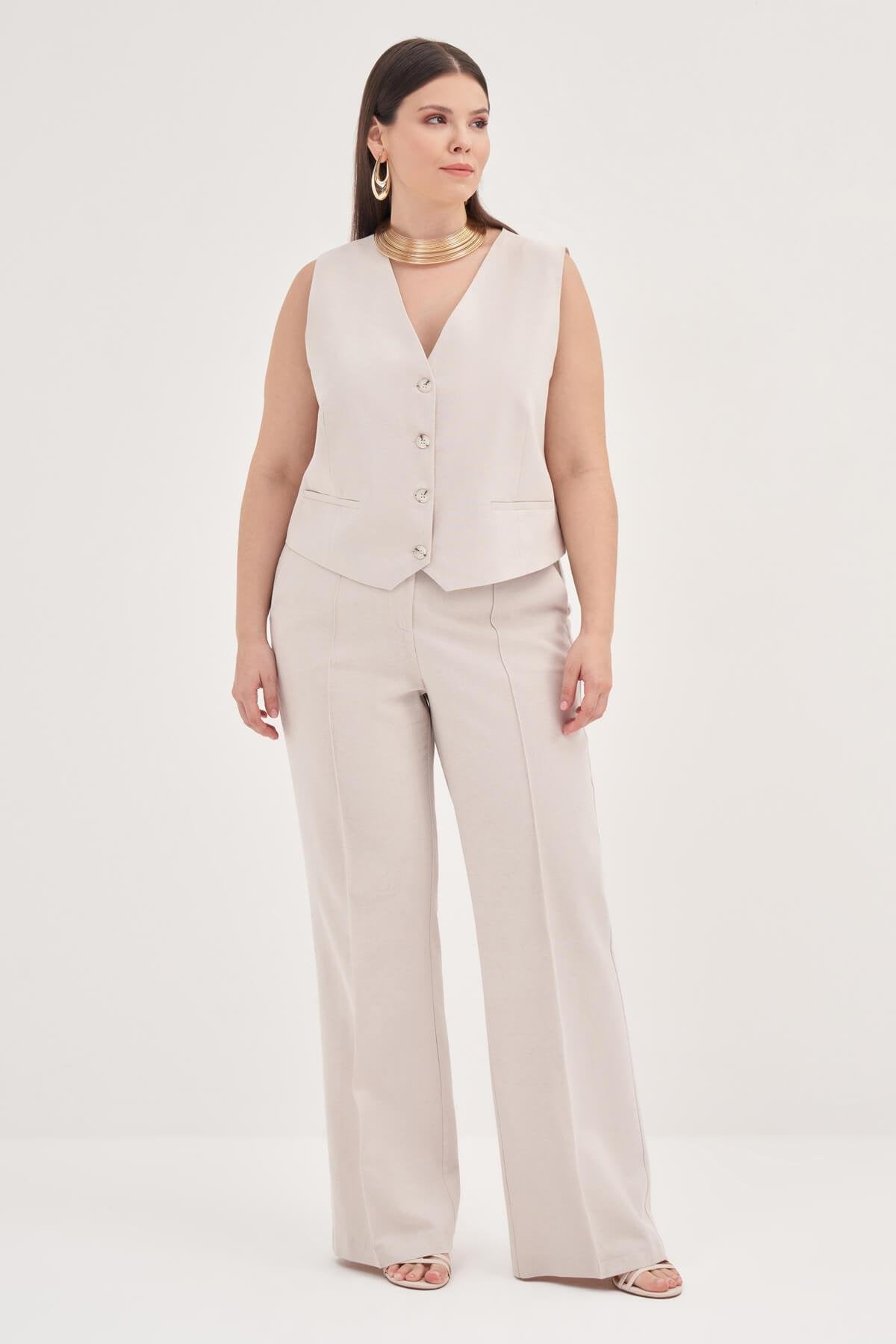 Keten Düz Kesim Klasik Pantolon