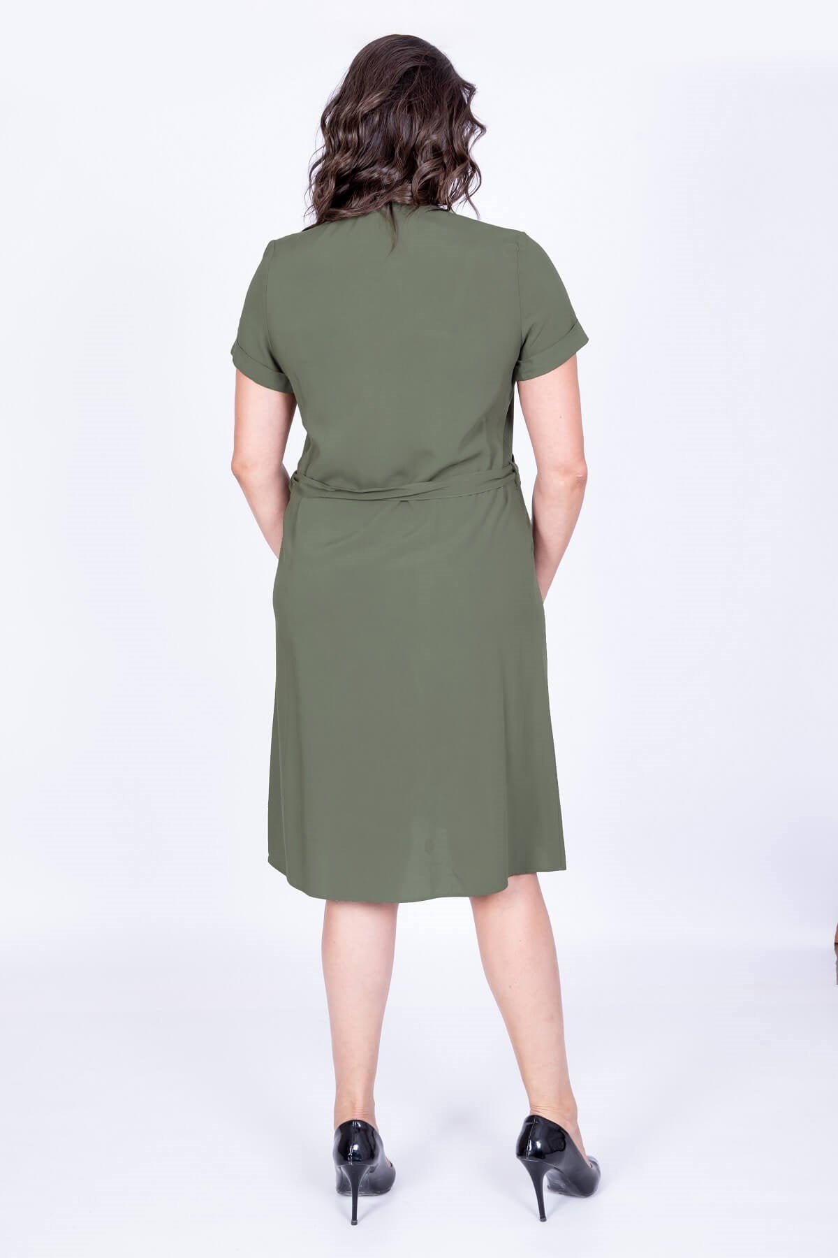Kısa Kol Önden Düğmeli Elbise