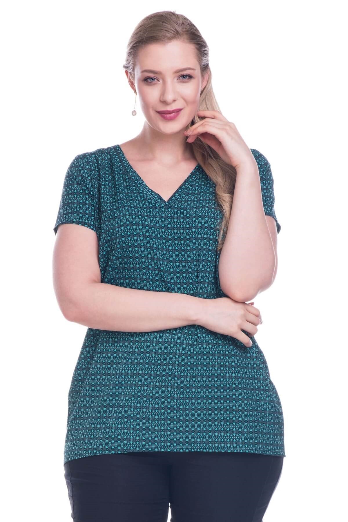 Kısa Kollu V-Yakalı Krep Tişört