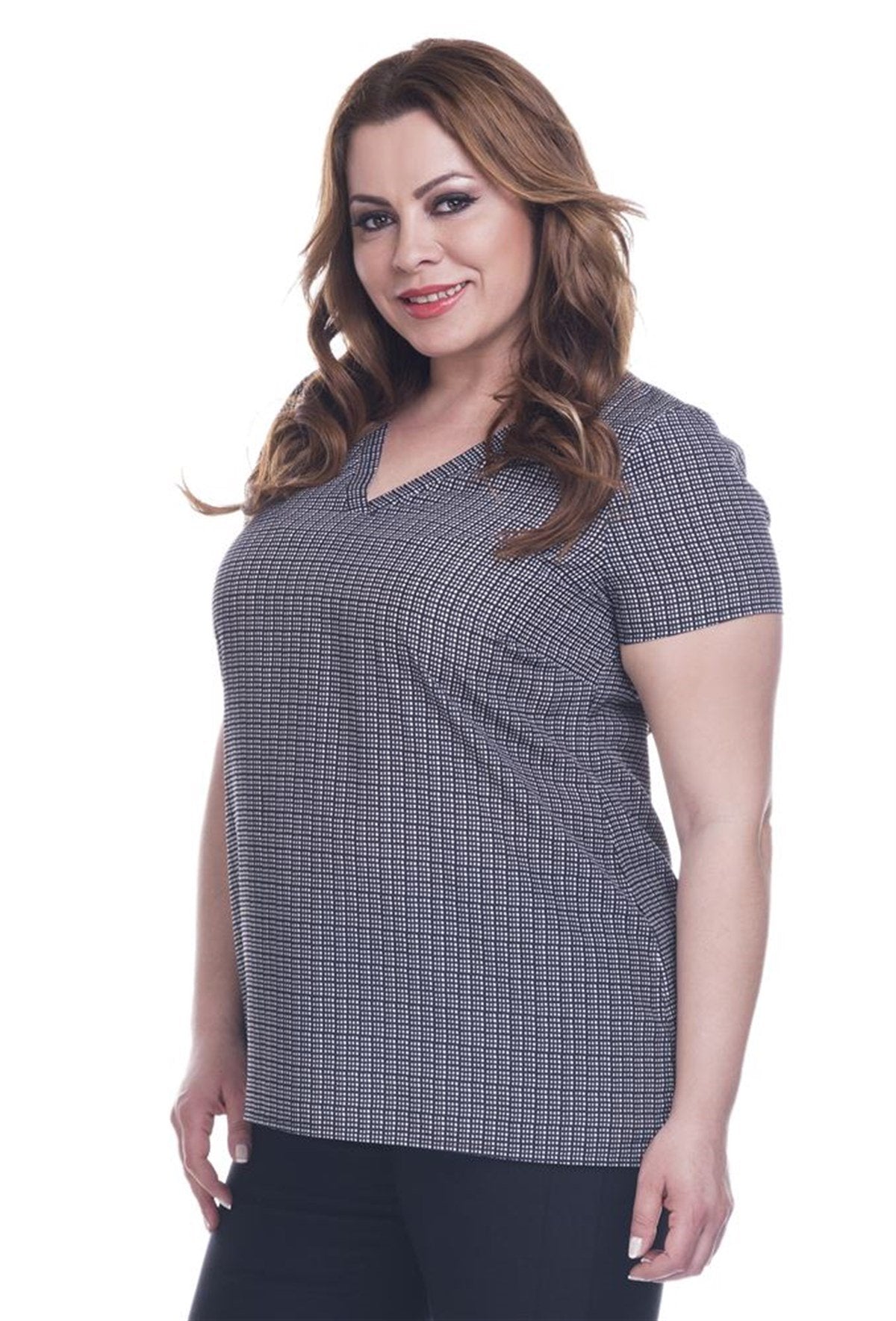 Kısa Kollu V Yakalı Saten Bluz