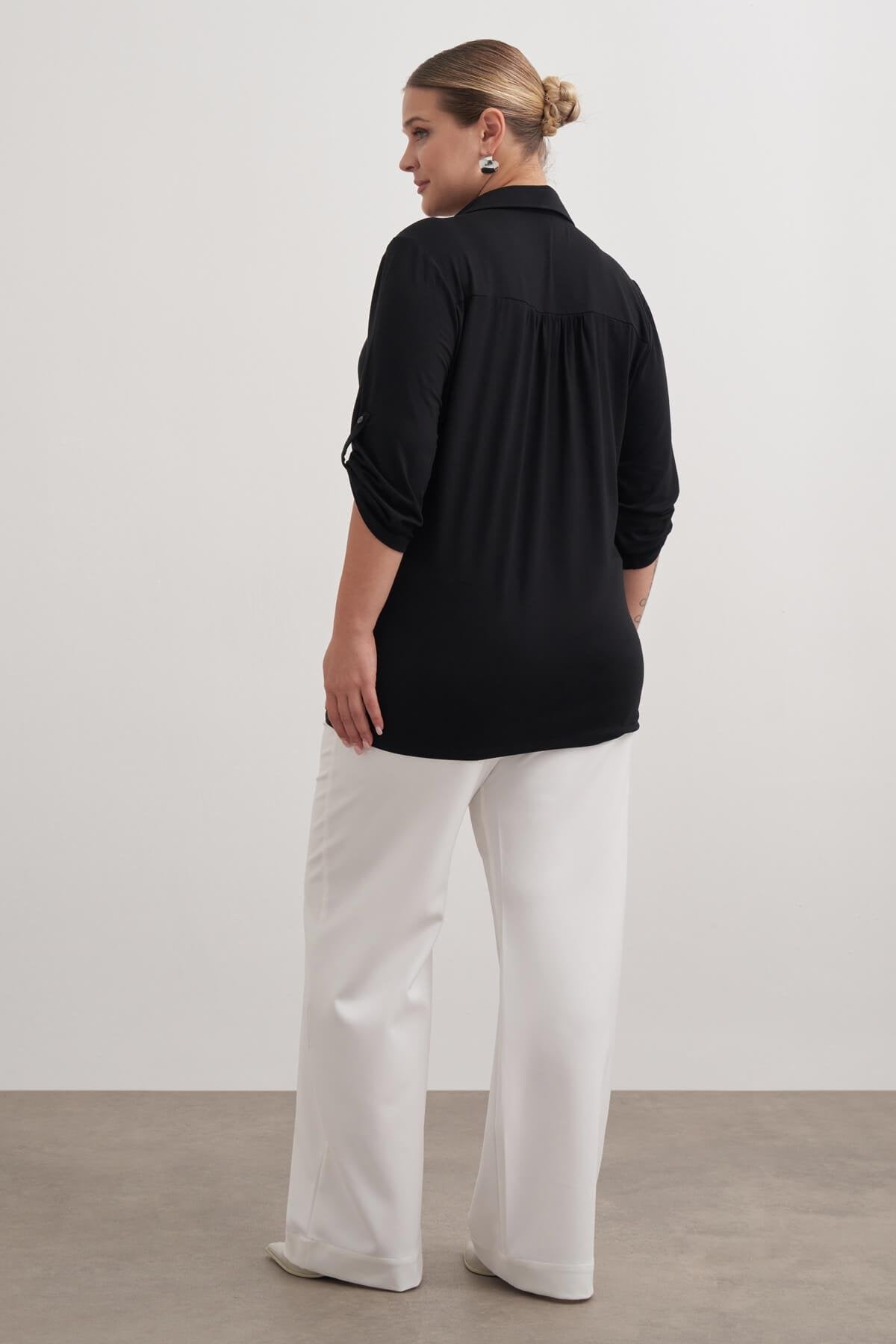 Kıvrık Kollu Örme Bluz