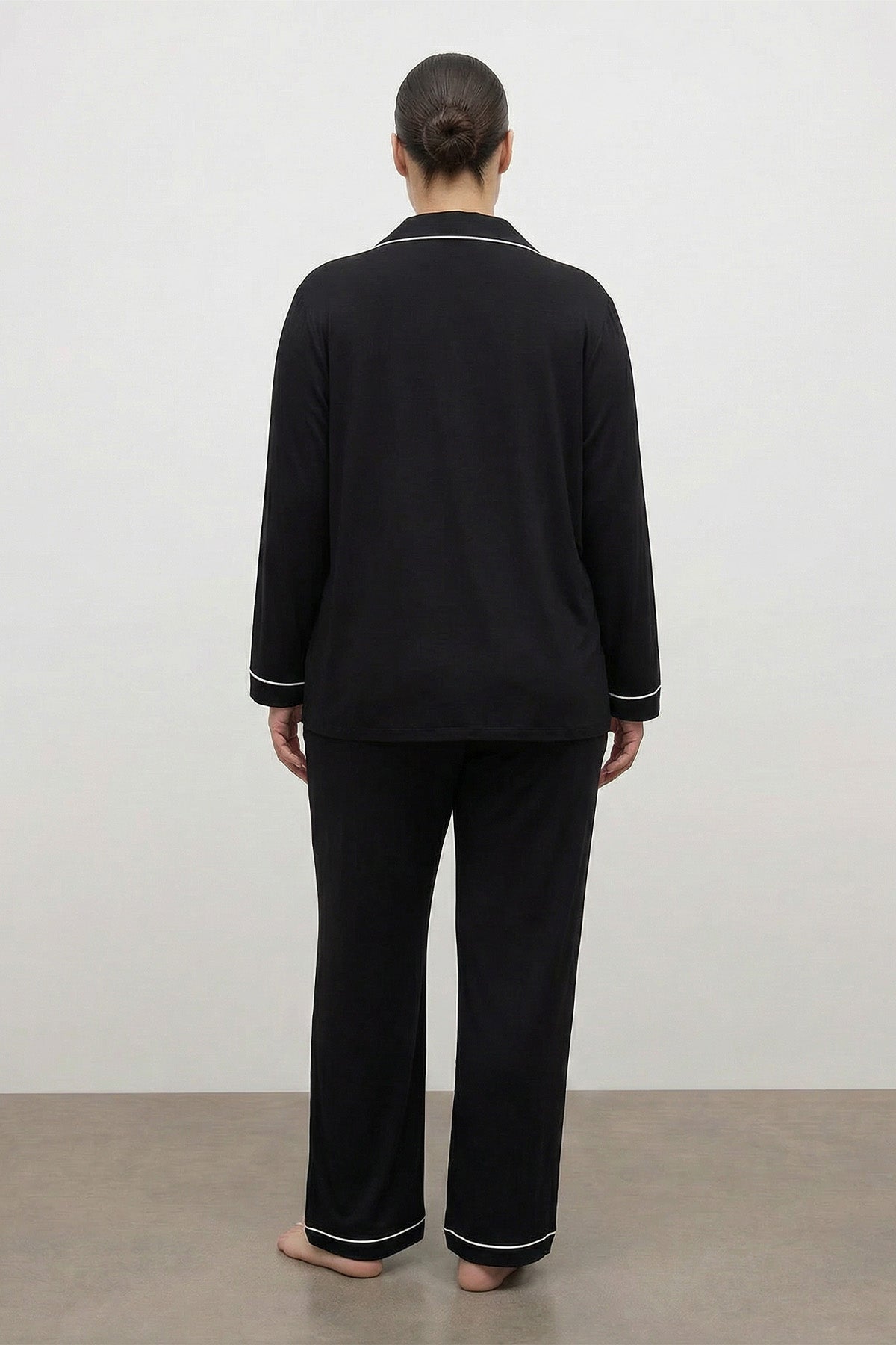 Kontrast Biyeli Penye Pijama Takımı