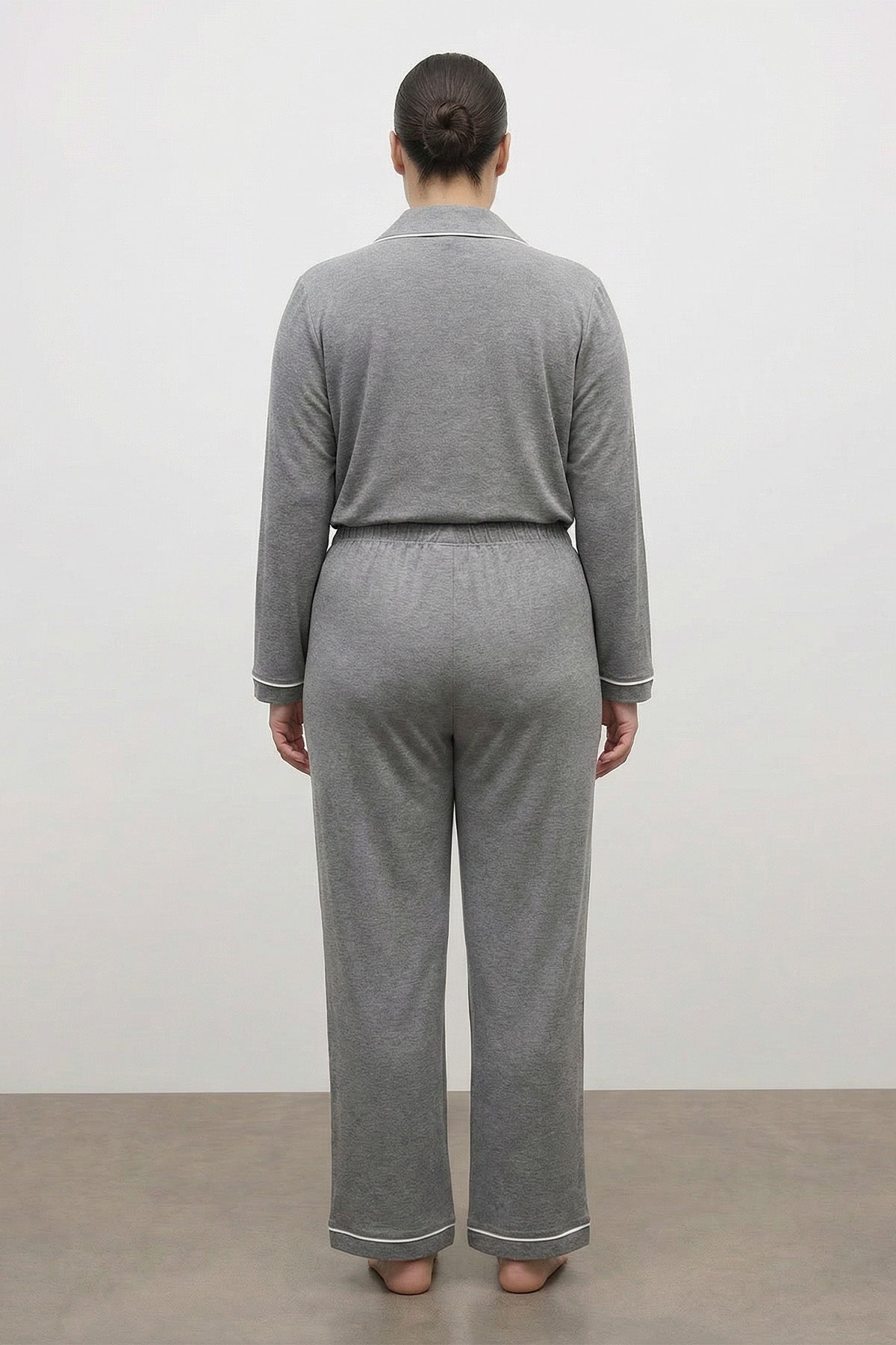 Kontrast Biyeli Penye Pijama Takımı