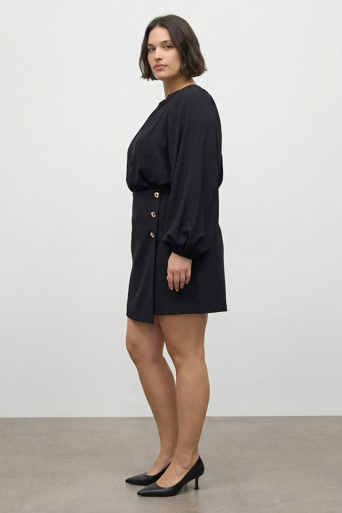 Kruvaze Düğmeli Şort Etek