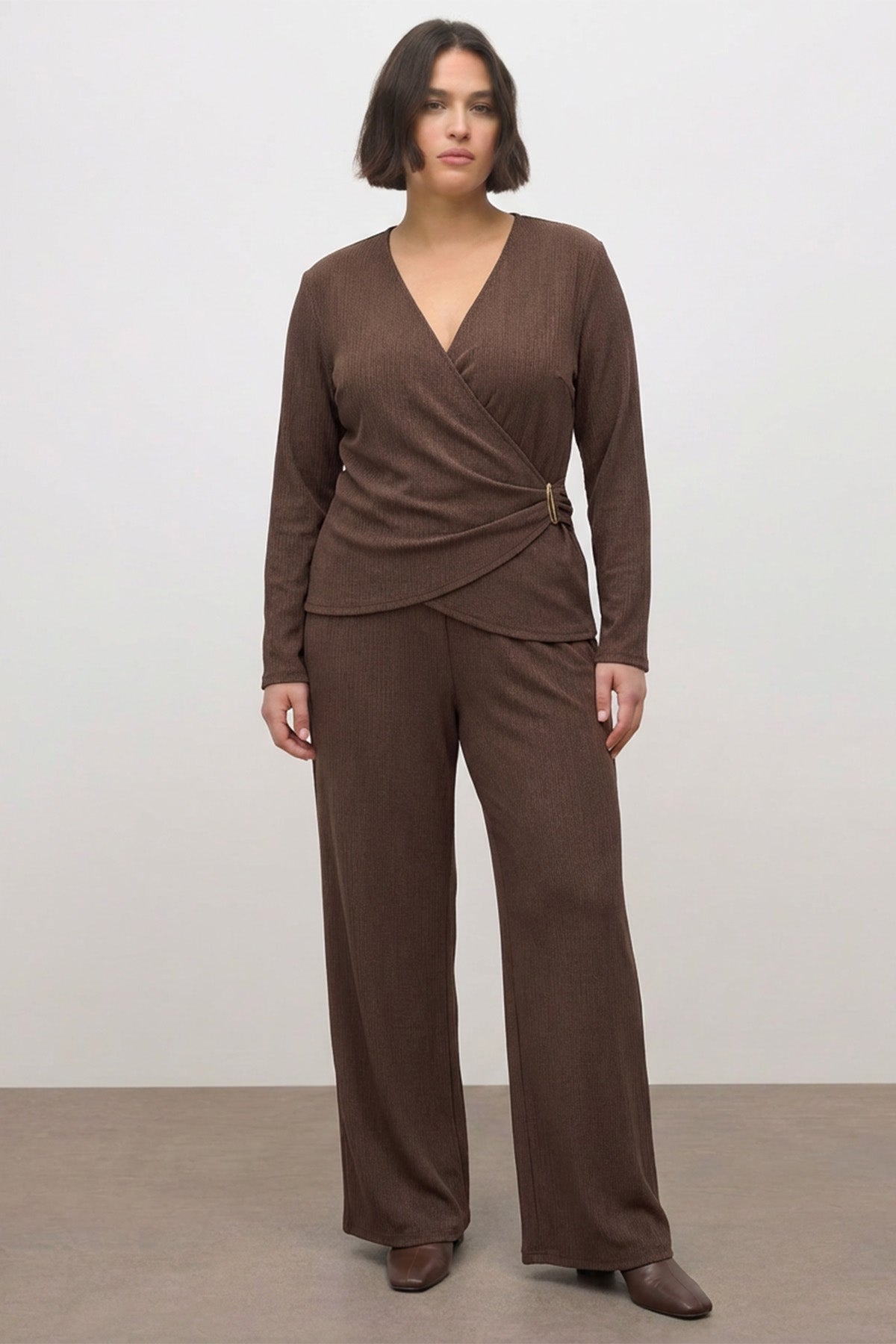 Kruvaze Toka Detaylı Örme Bluz