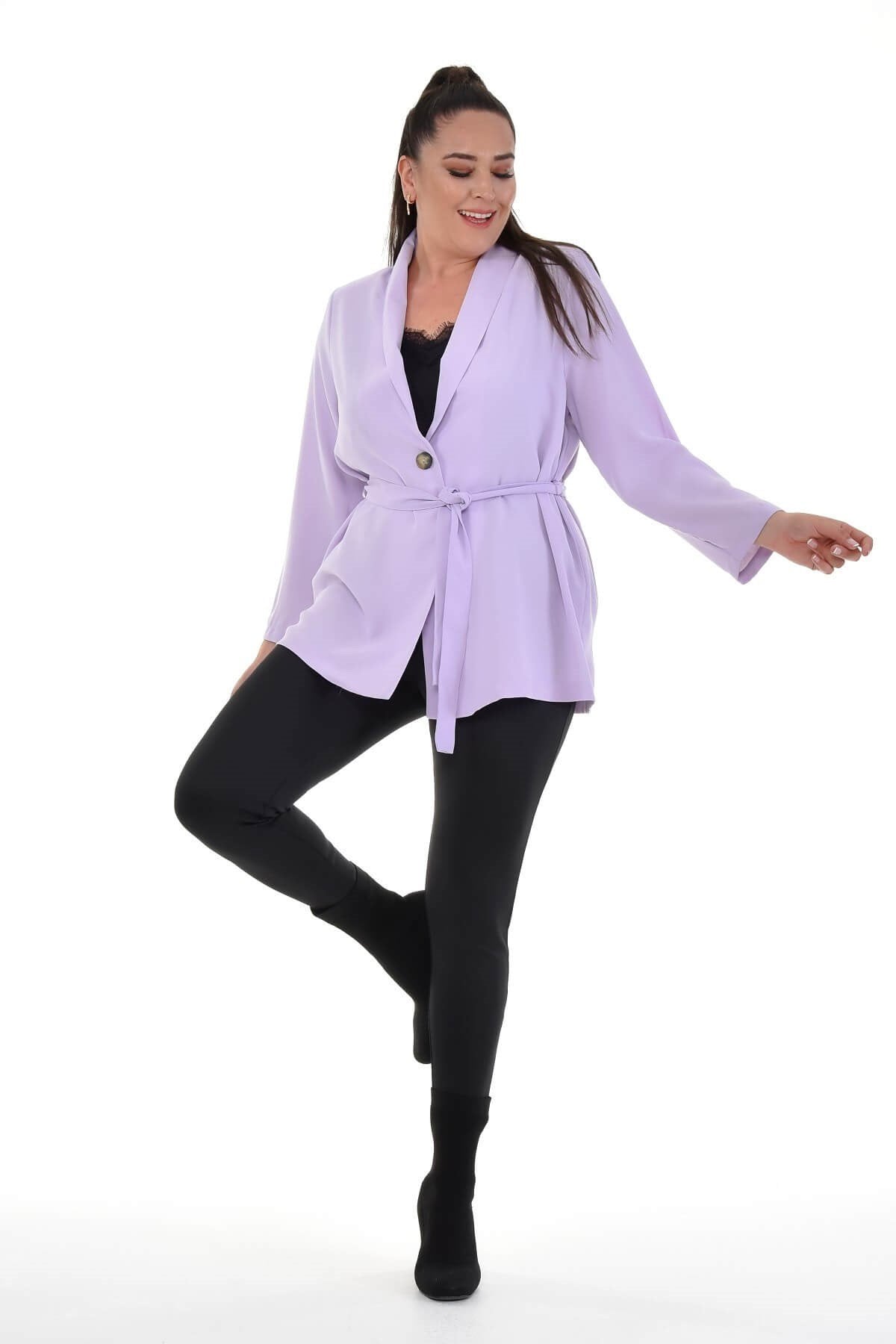 Kuşak Detaylı Salaş Ceket