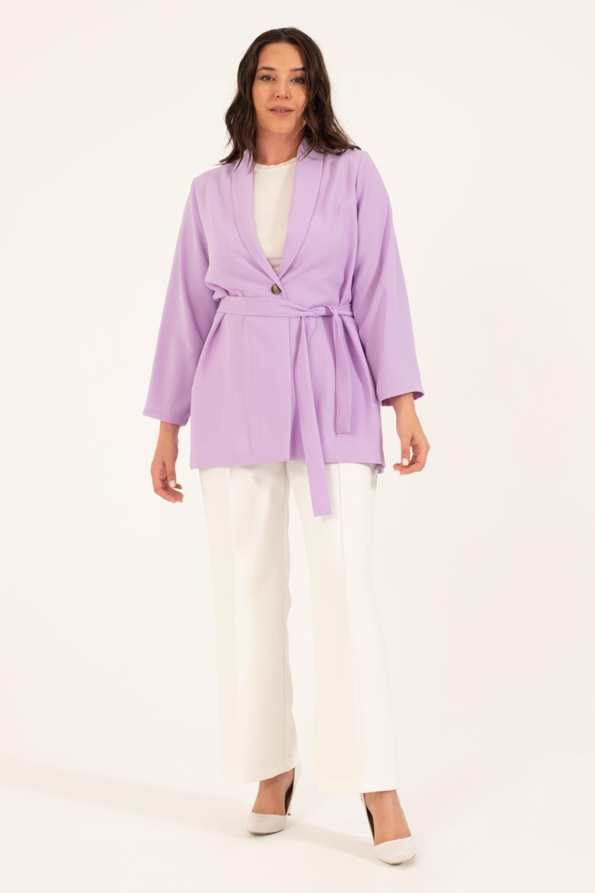 Kuşak Detaylı Salaş Ceket