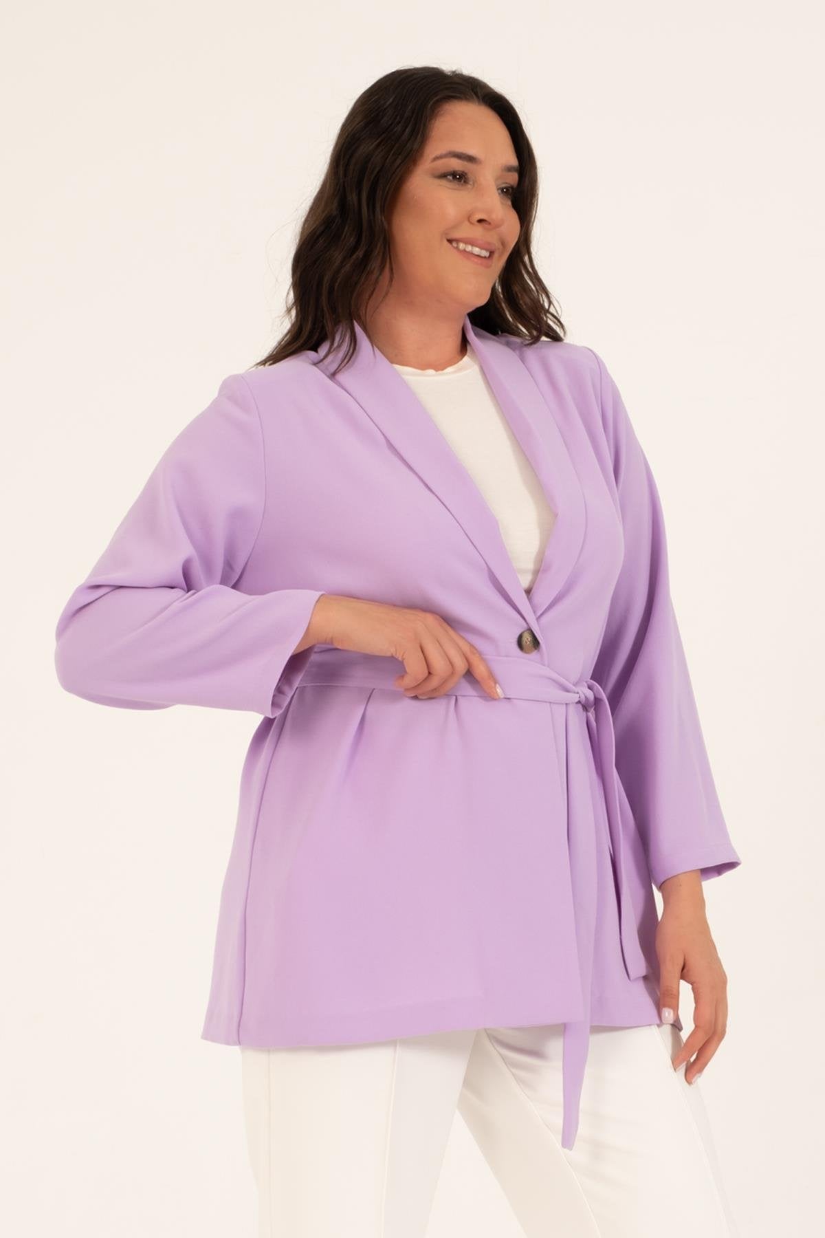 Kuşak Detaylı Salaş Ceket