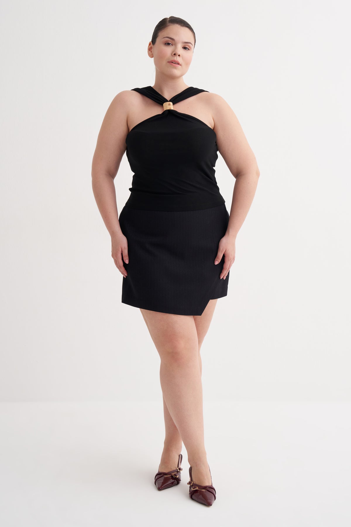 Metal Toka Detaylı Halter Top