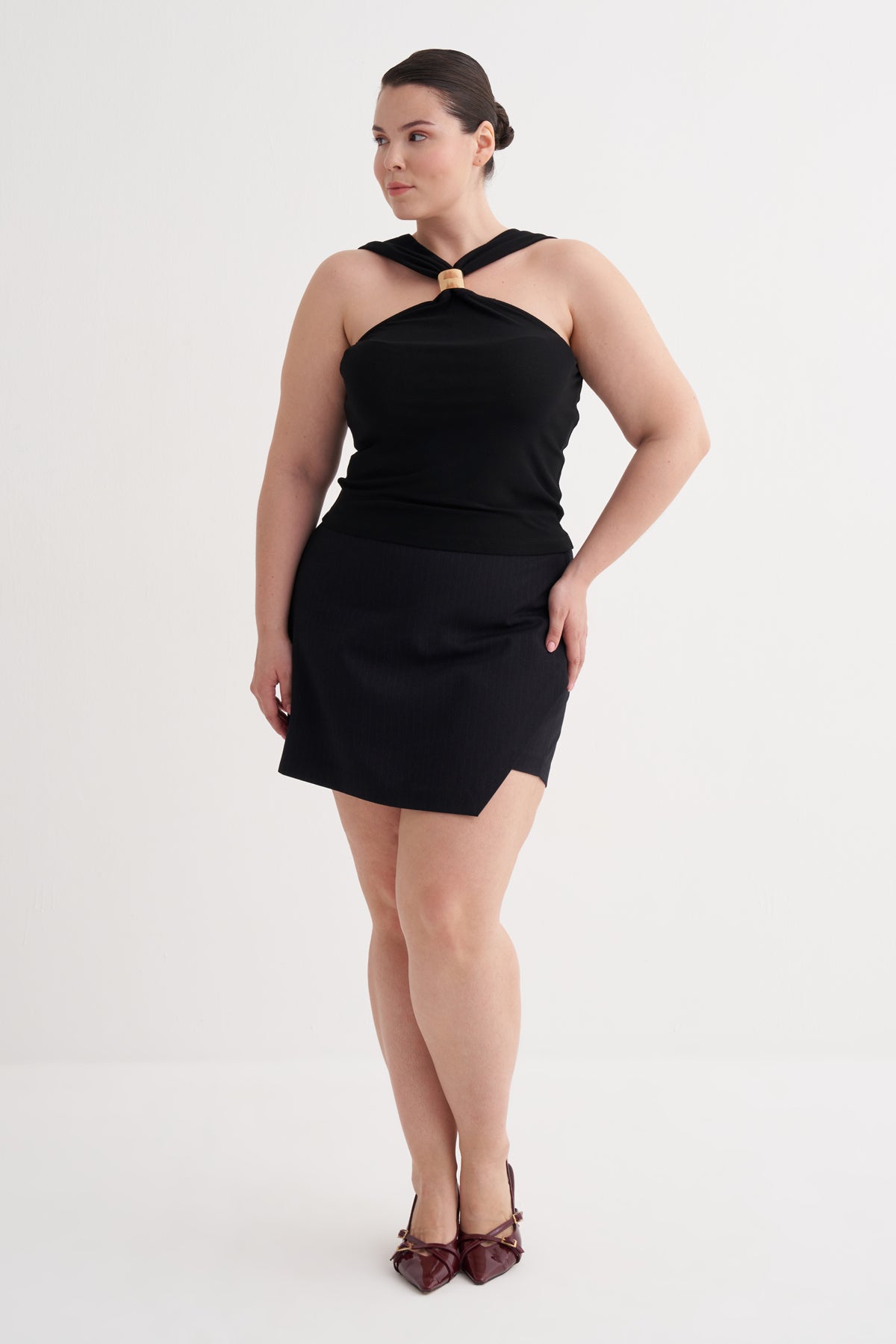 Metal Toka Detaylı Halter Top