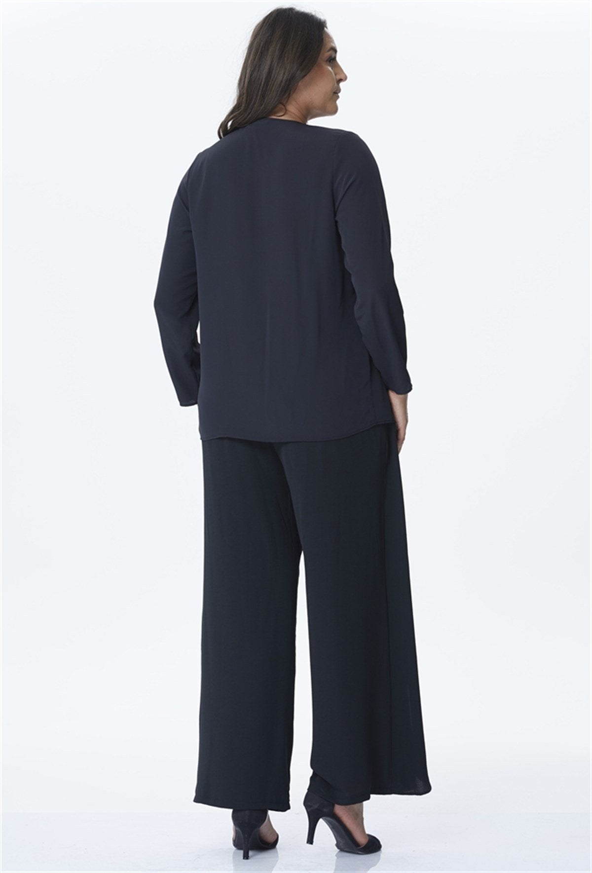 Ön Beden İki Katlı Geniş Paçalı Pantalon