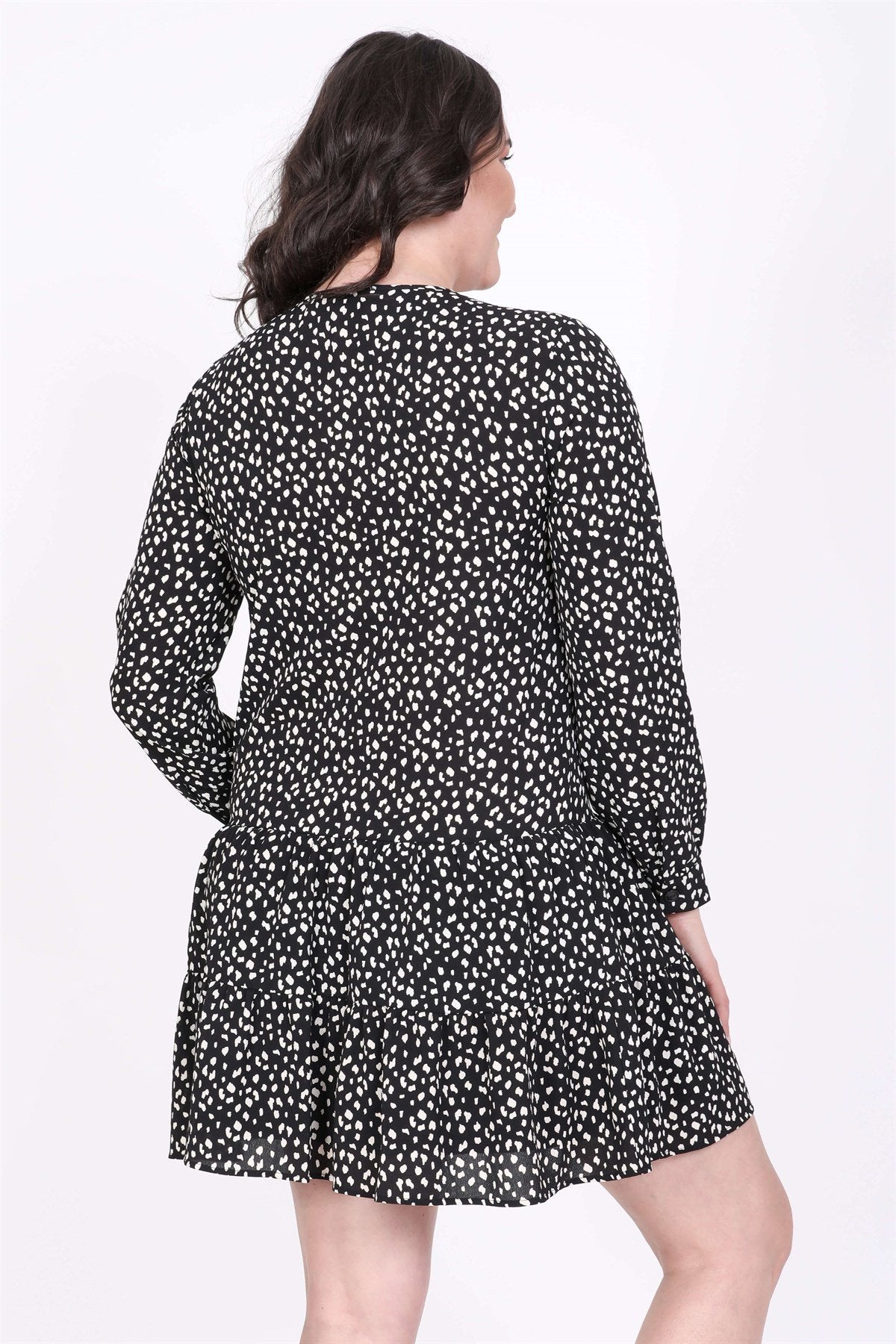 Önü Bağcıklı Eteği Fırfırlı Elbise