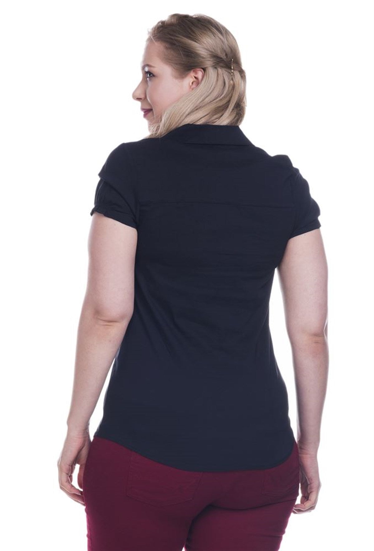 Önü Büzgülü Kısa Kol Gömlek