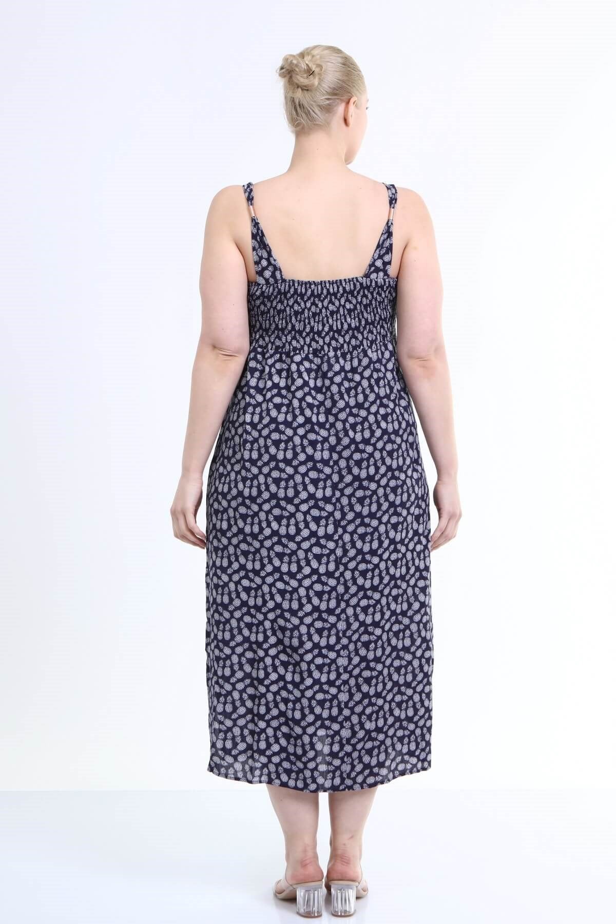 Önü Düğüm Detaylı Askılı Elbise