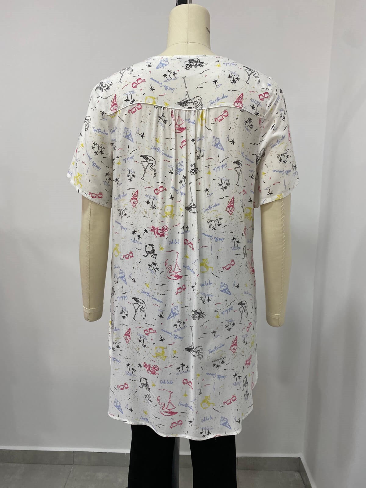 Önü Fermuarlı Cepli Kısa Kollu Tunik