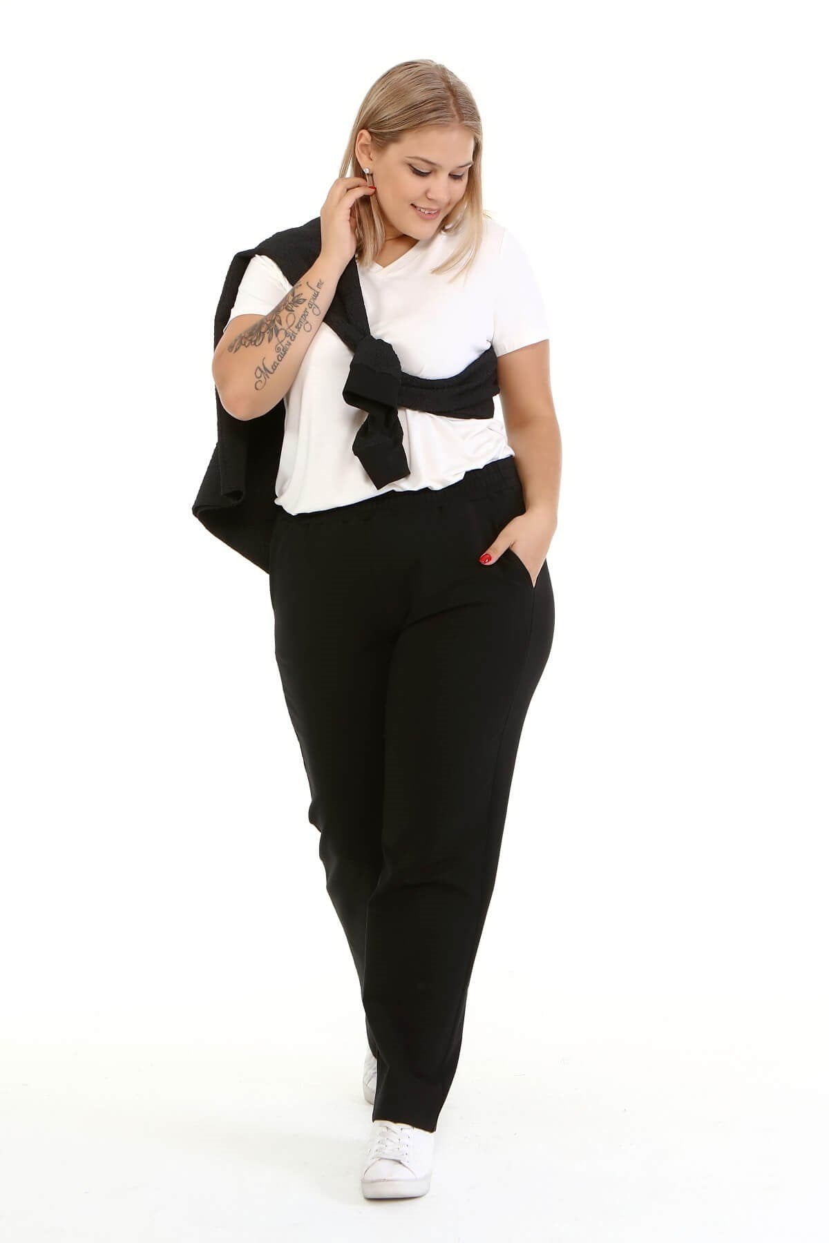 Örme Beli Lastikli Cepli Pantolon