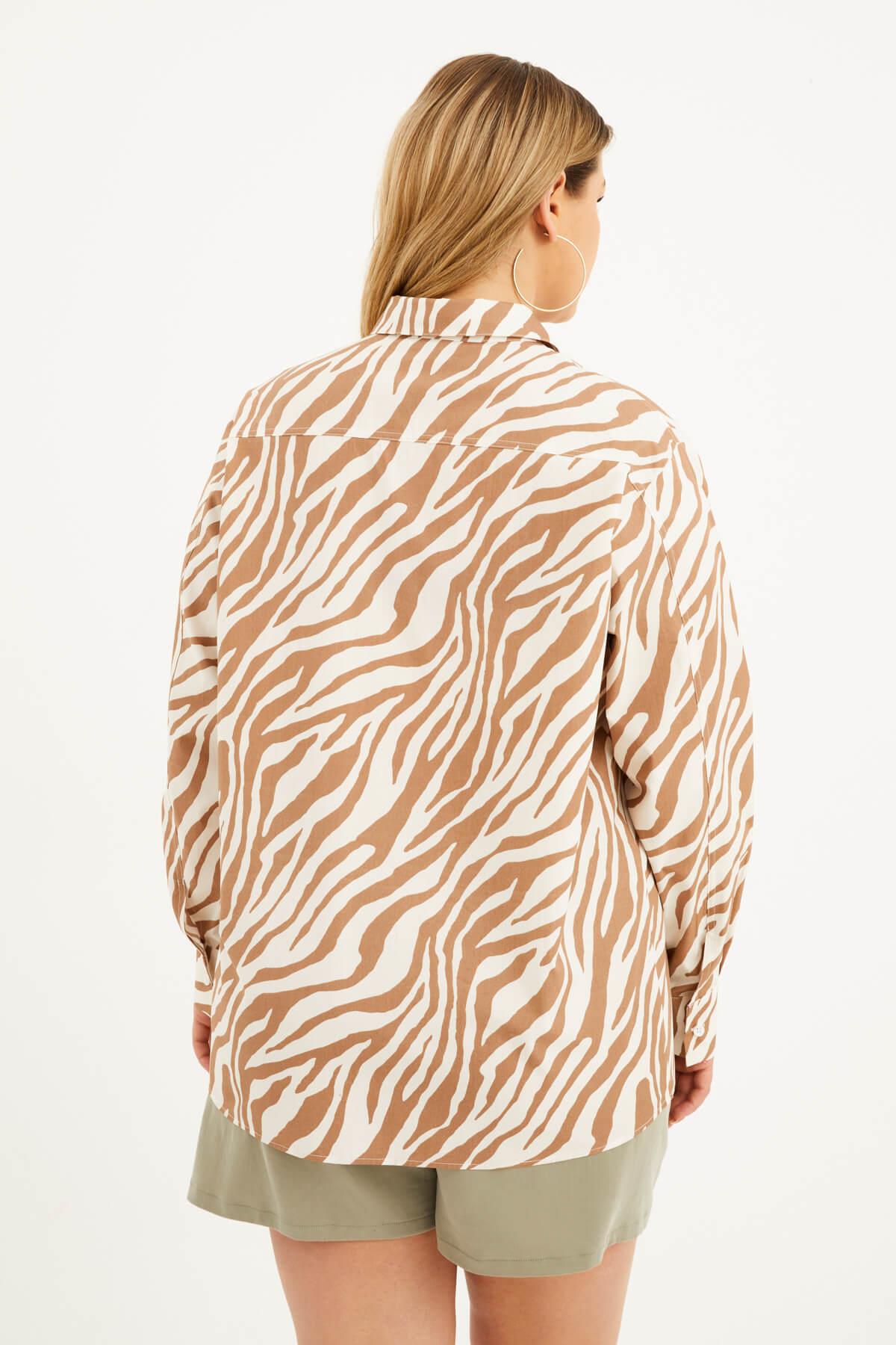 Oversize Desenli Gömlek