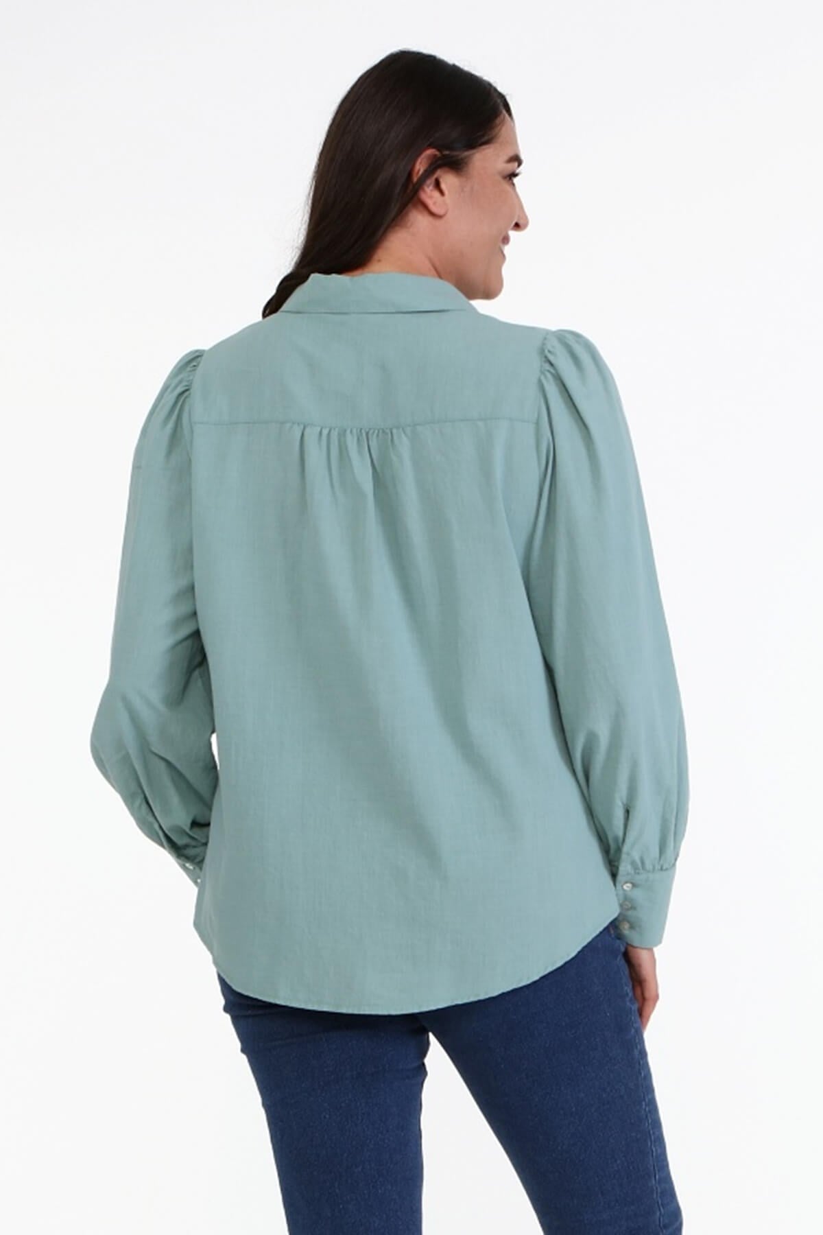 Pamuklu Büzgü Detaylı Gömlek