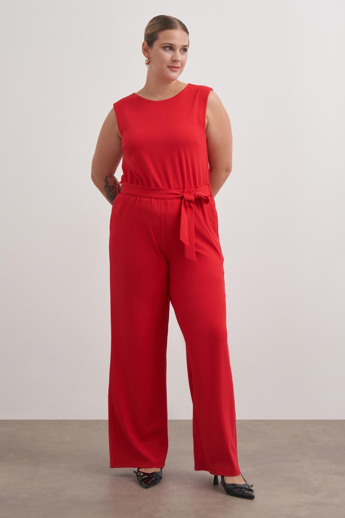 Pencere Detaylı Cepli Örme Tulum