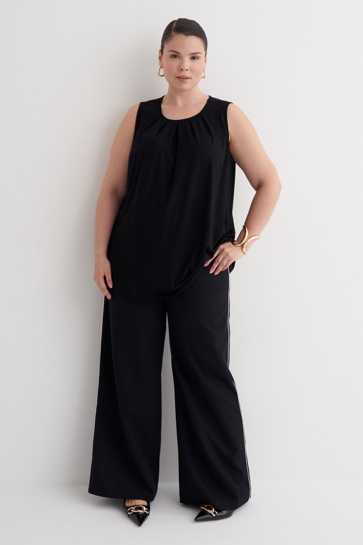 Pile Detaylı Örme Bluz