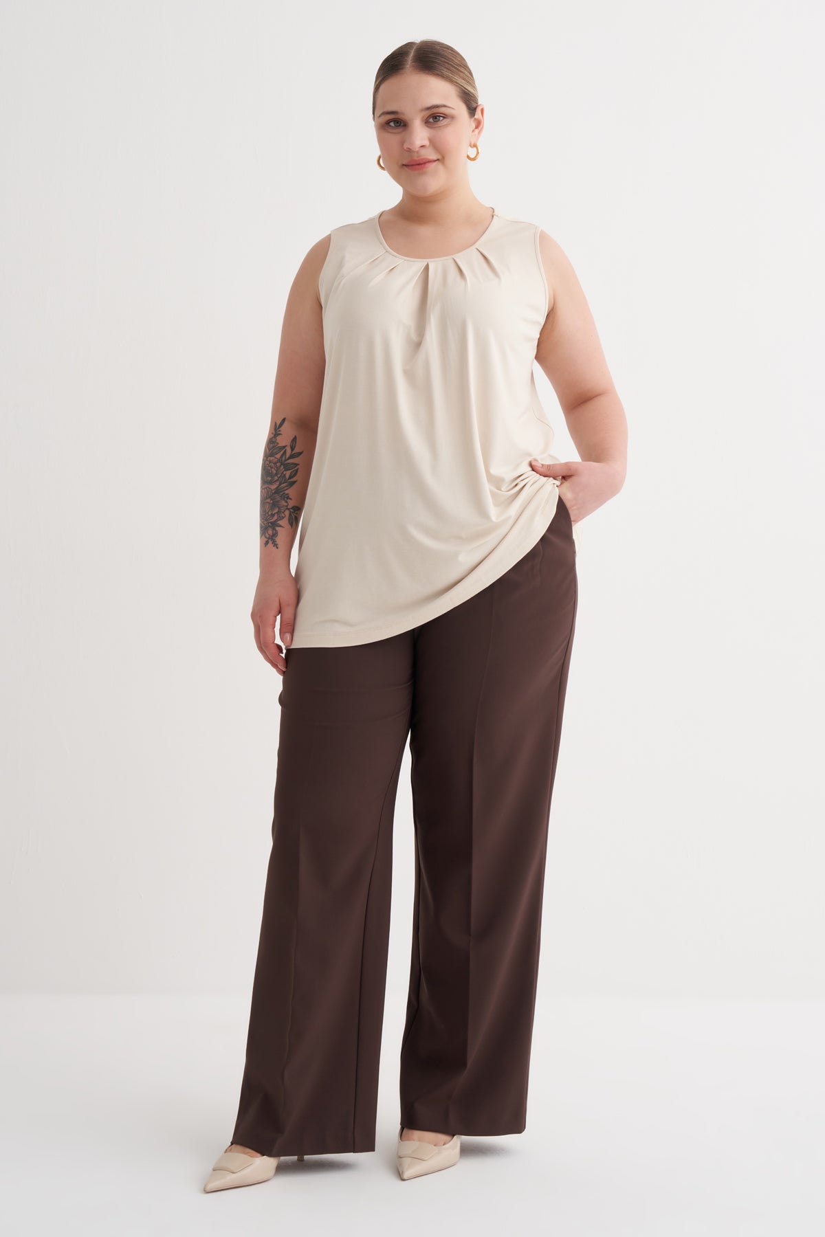 Pile Detaylı Örme Bluz