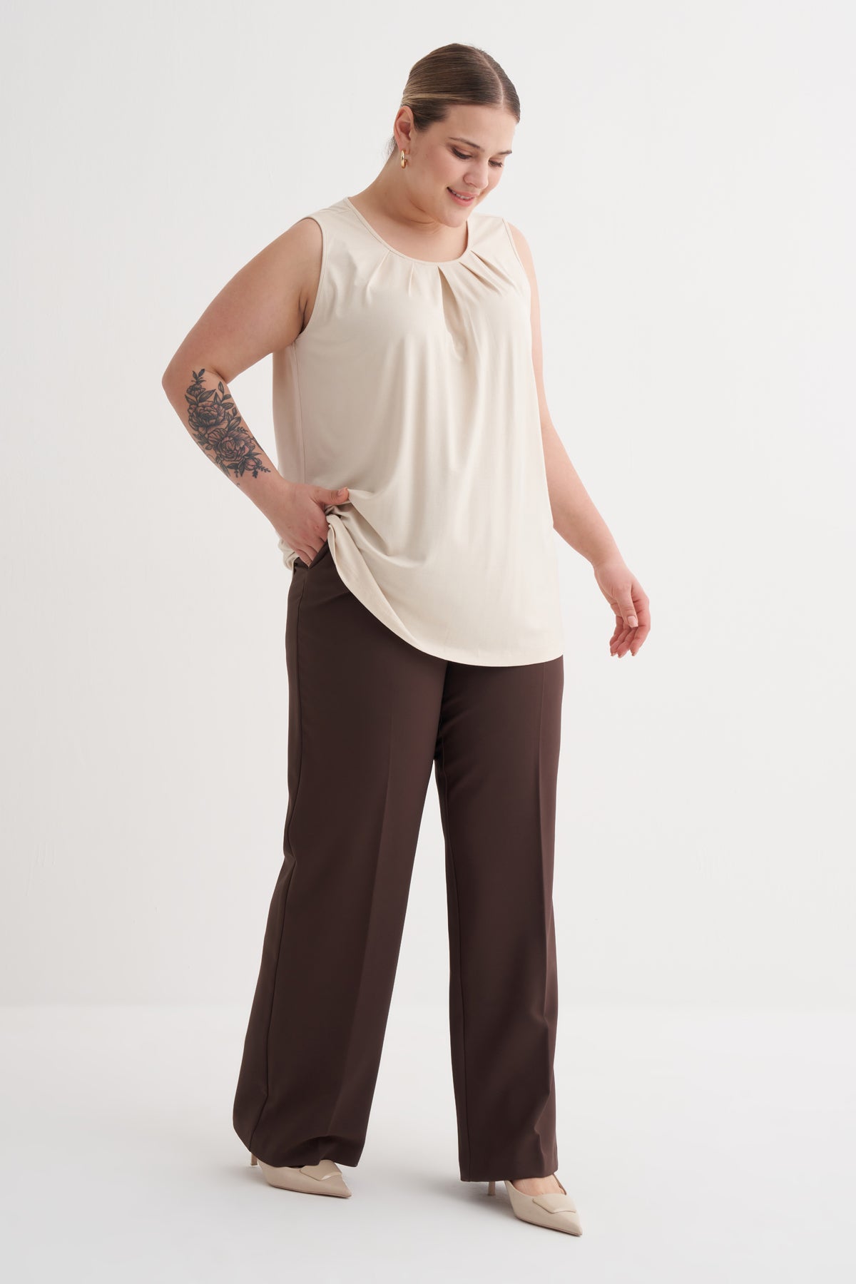 Pile Detaylı Örme Bluz