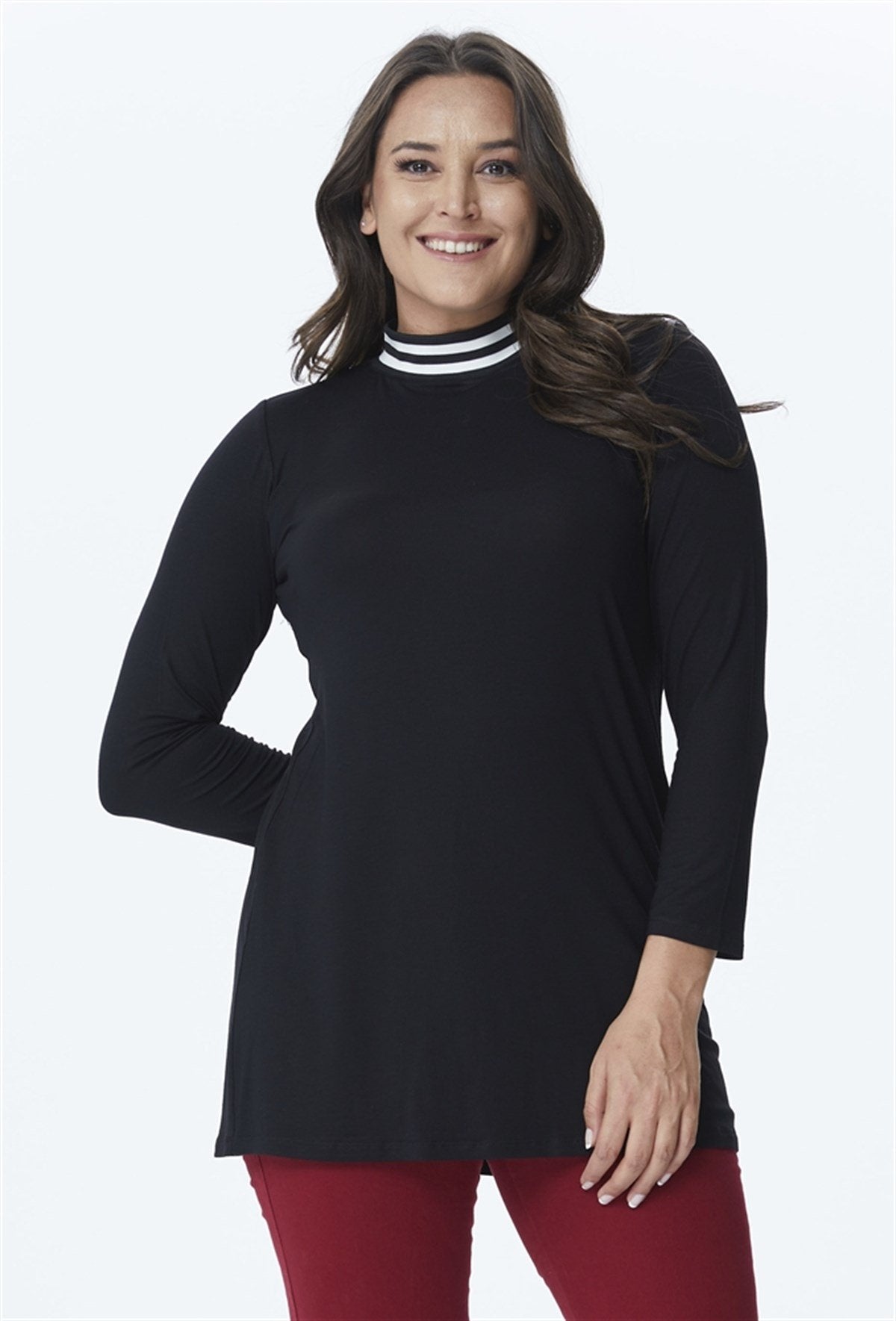 Ribana Yakalı Örme Tunik