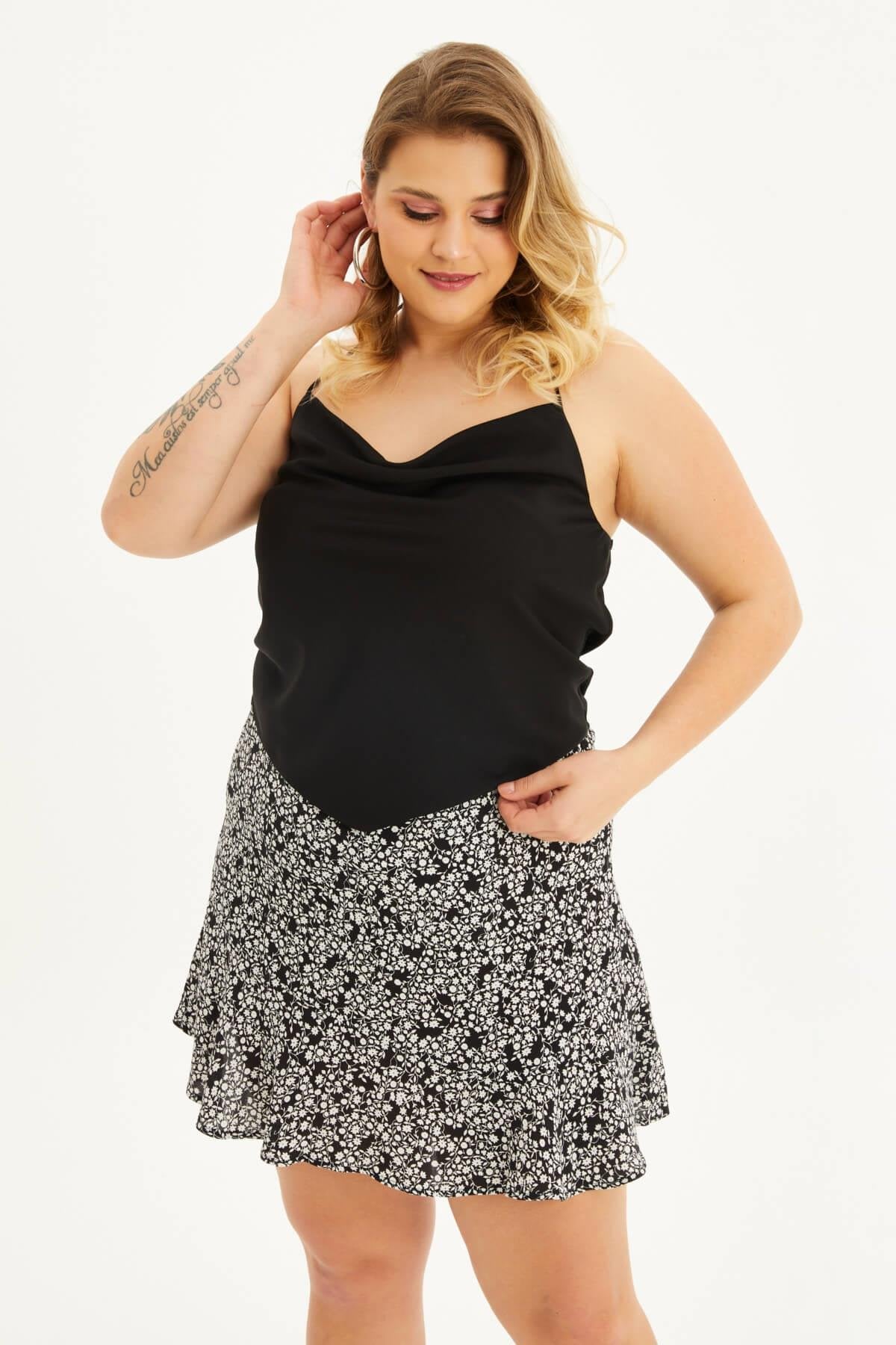 Saten Degaje Yaka Top