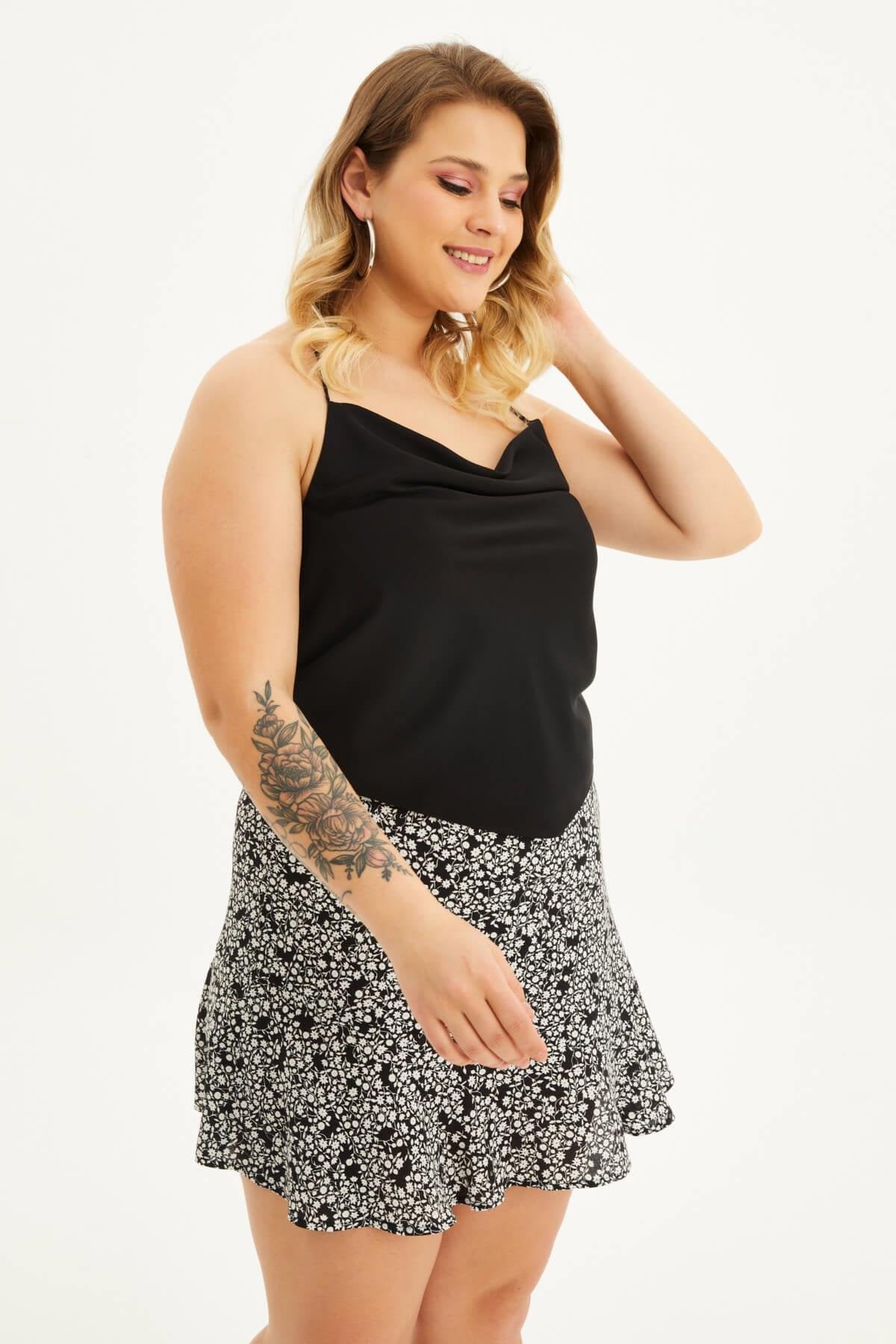 Saten Degaje Yaka Top