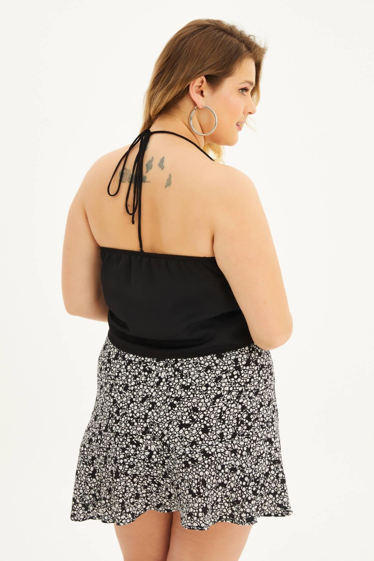 Saten Degaje Yaka Top