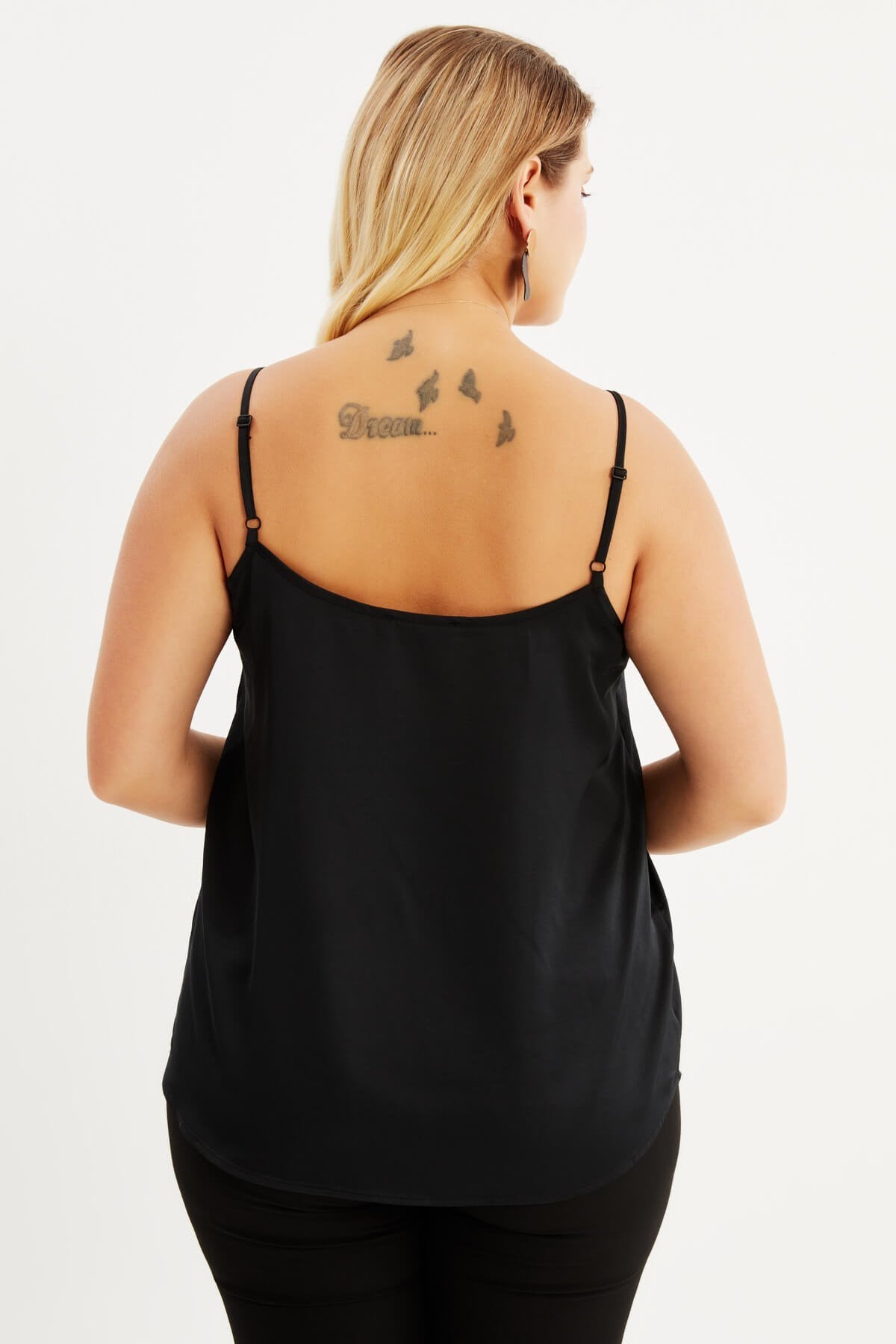 Saten İp Askılı Büzgülü Bluz