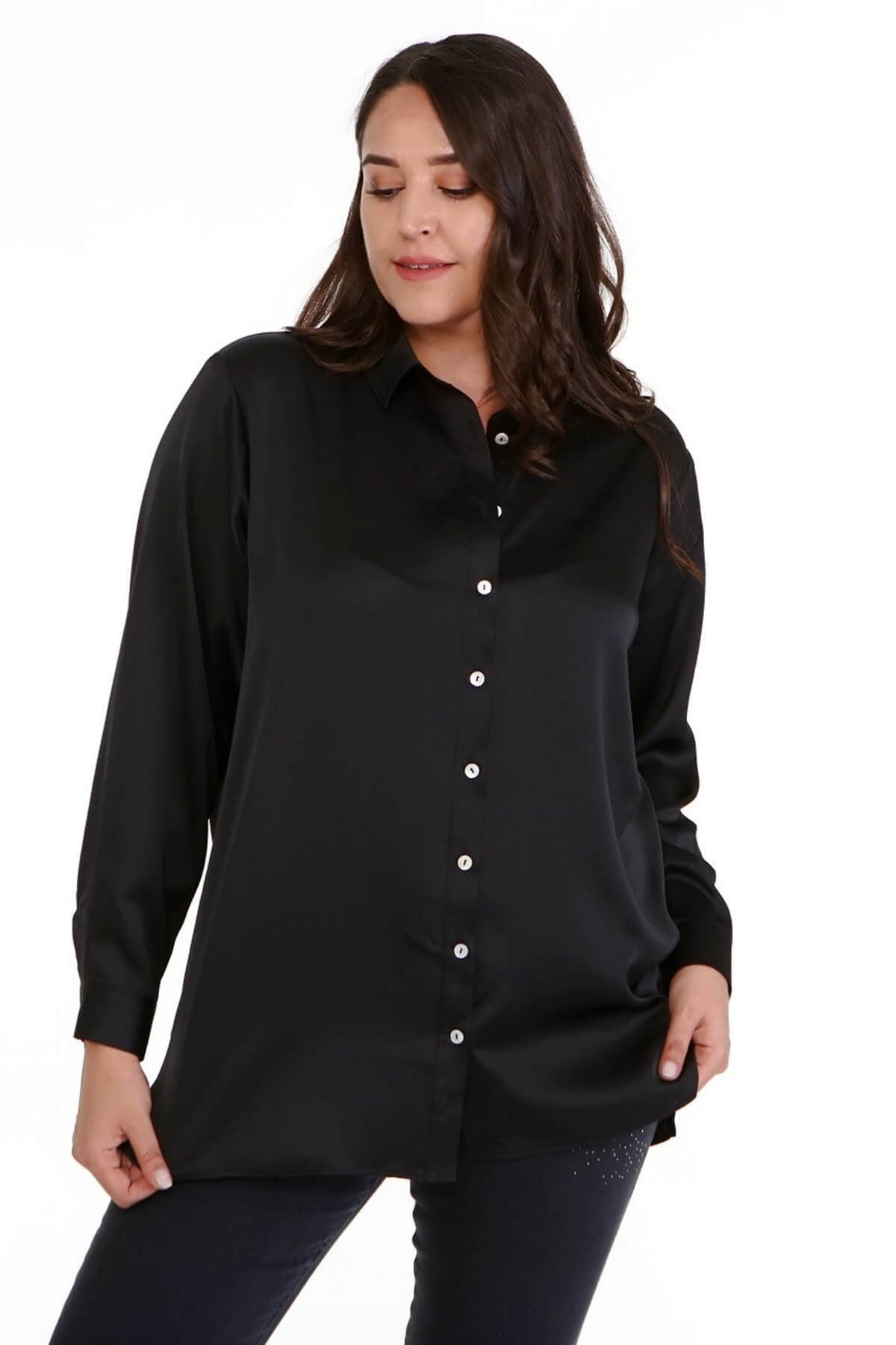 Saten Uzun Kollu Gömlek