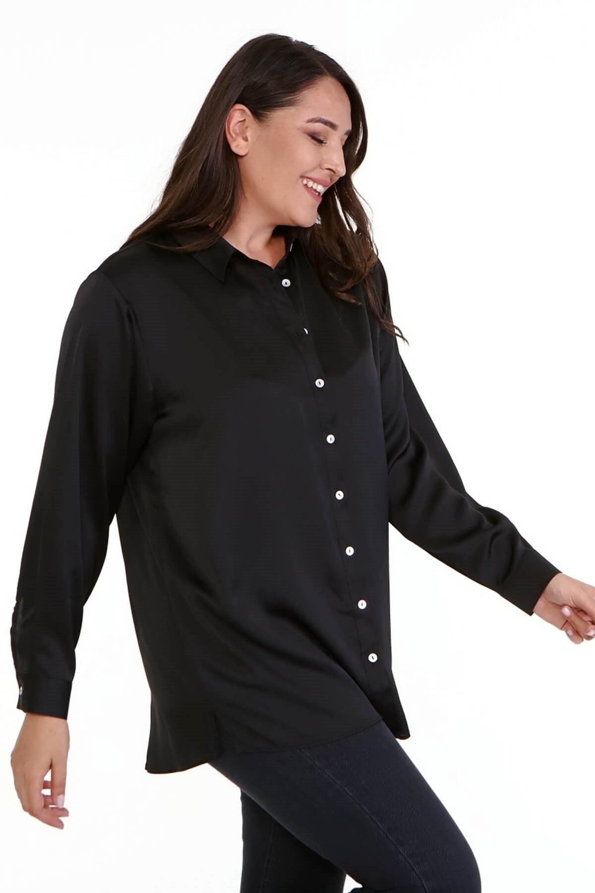 Saten Uzun Kollu Gömlek