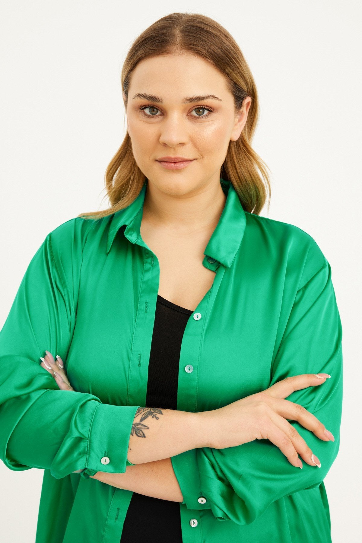 Saten Uzun Kollu Gömlek