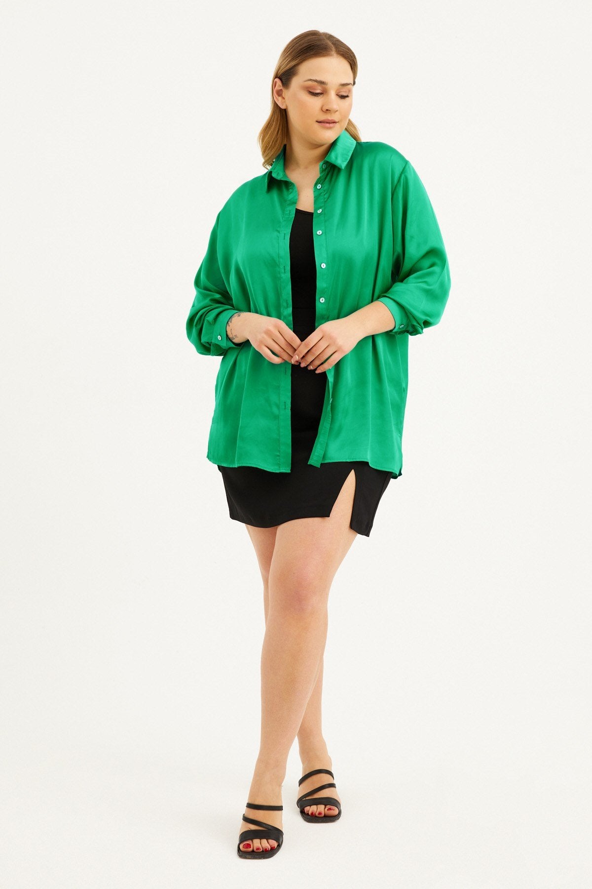 Saten Uzun Kollu Gömlek