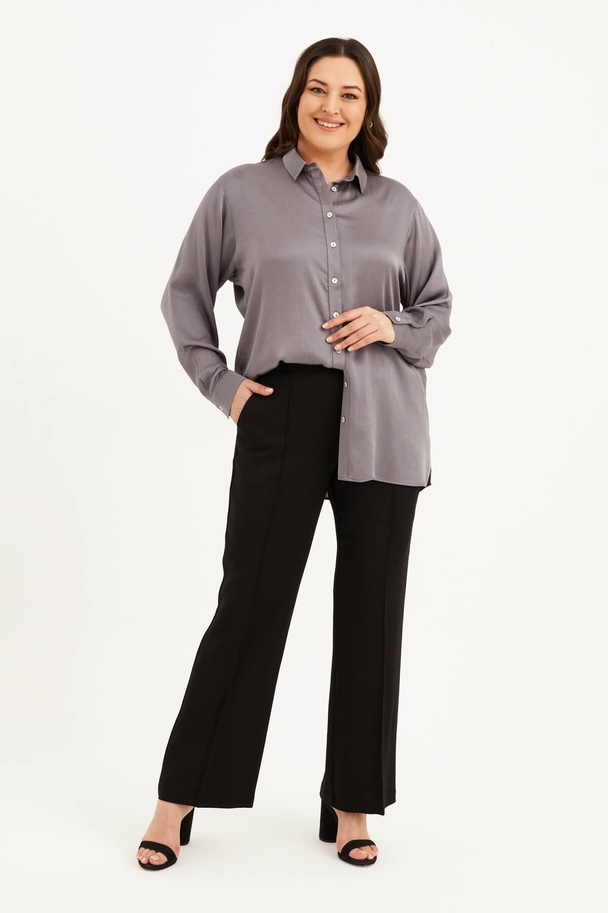 Saten Uzun Kollu Gömlek