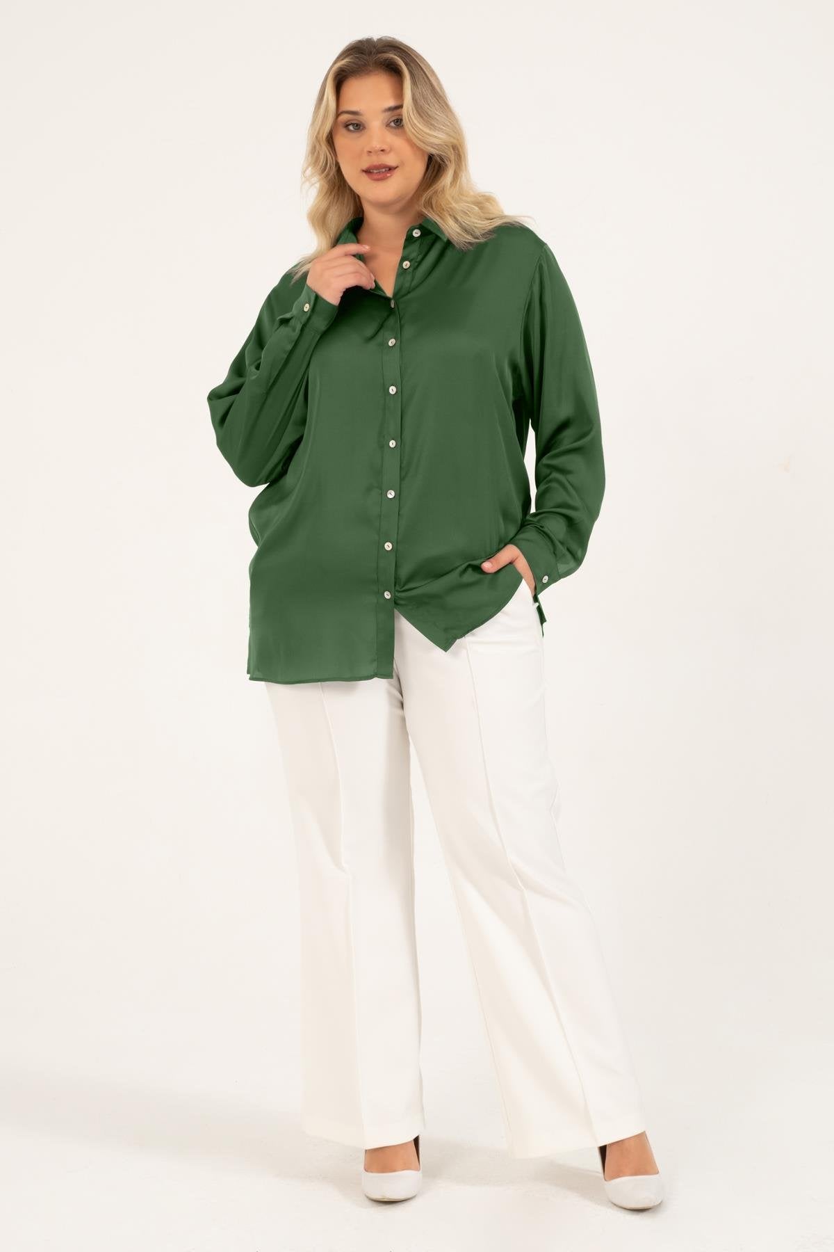 Saten Uzun Kollu Gömlek