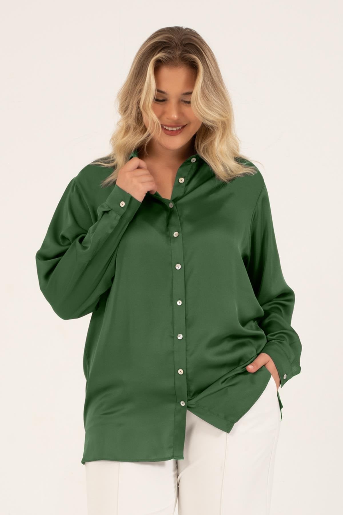 Saten Uzun Kollu Gömlek
