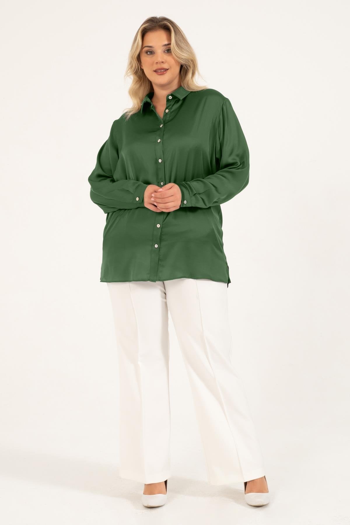 Saten Uzun Kollu Gömlek