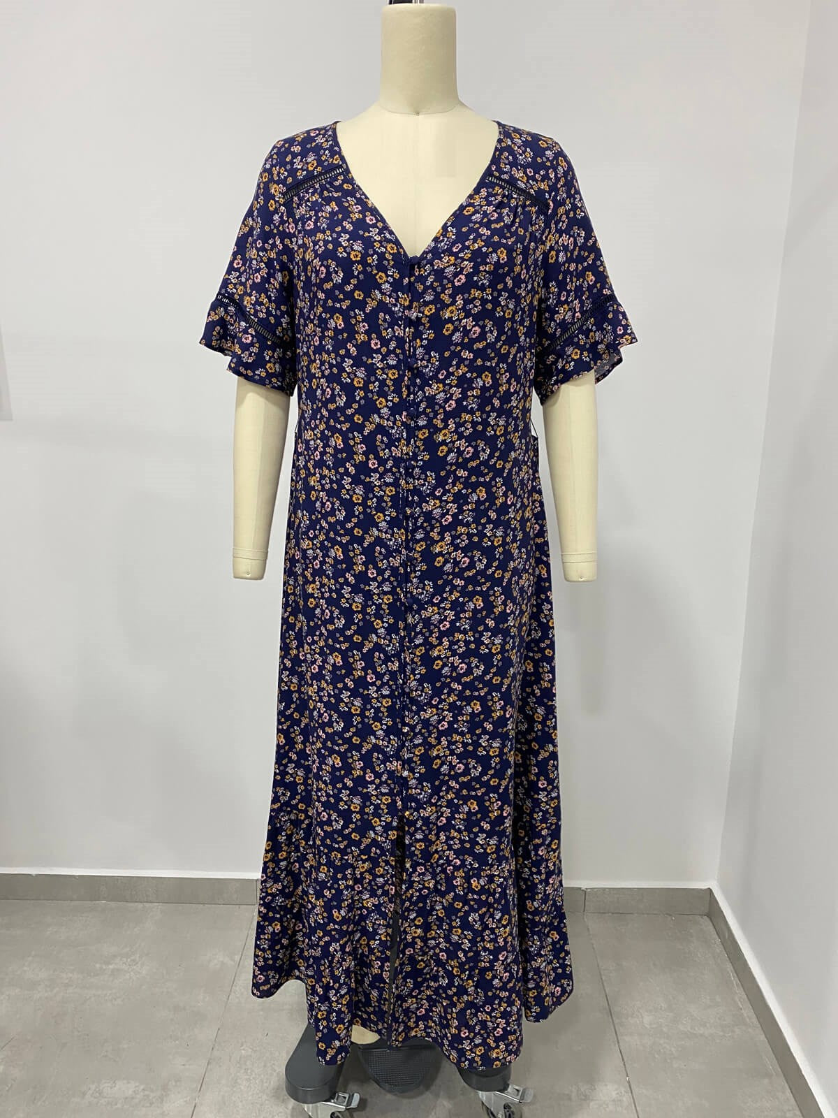 Şerit Detay Eteği Fırfırlı Elbise