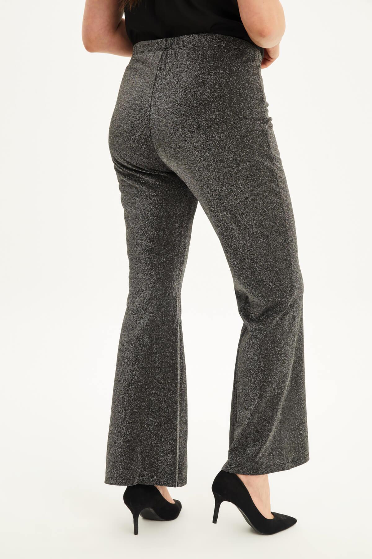 Simli Beli Lastikli İspanyol Paça Pantolon