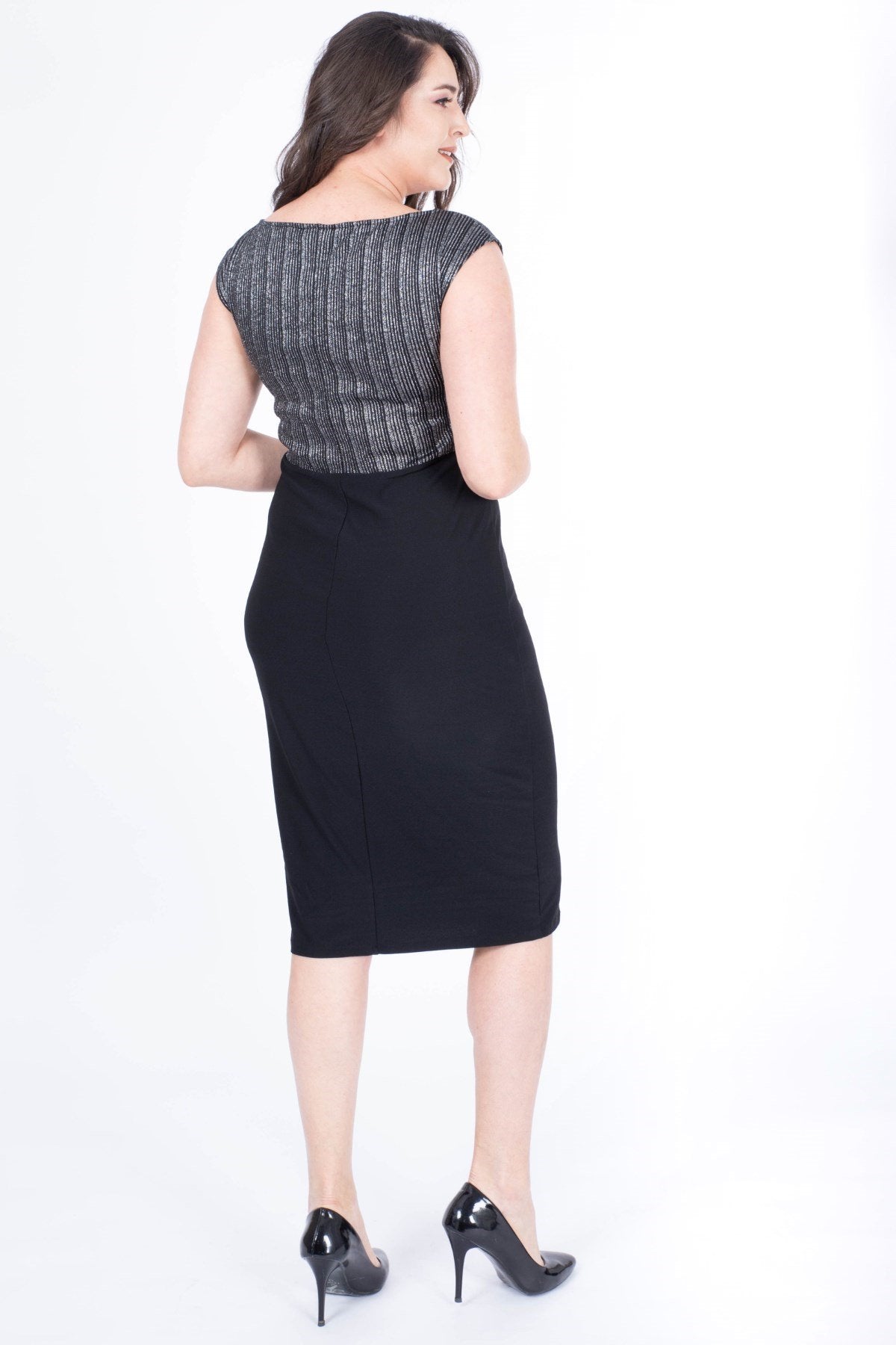 Simli Damla Yaka Anvelop Elbise