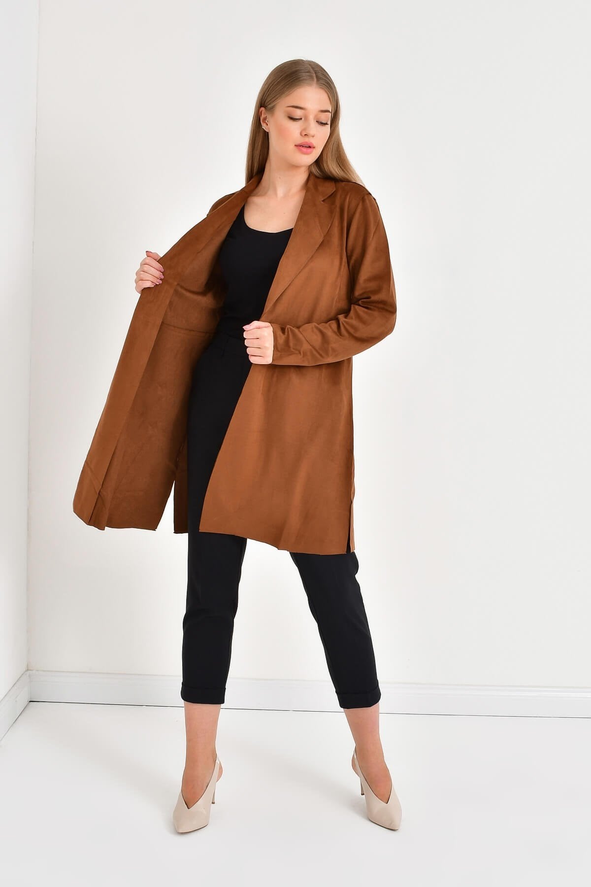 Süet Uzun Ceket
