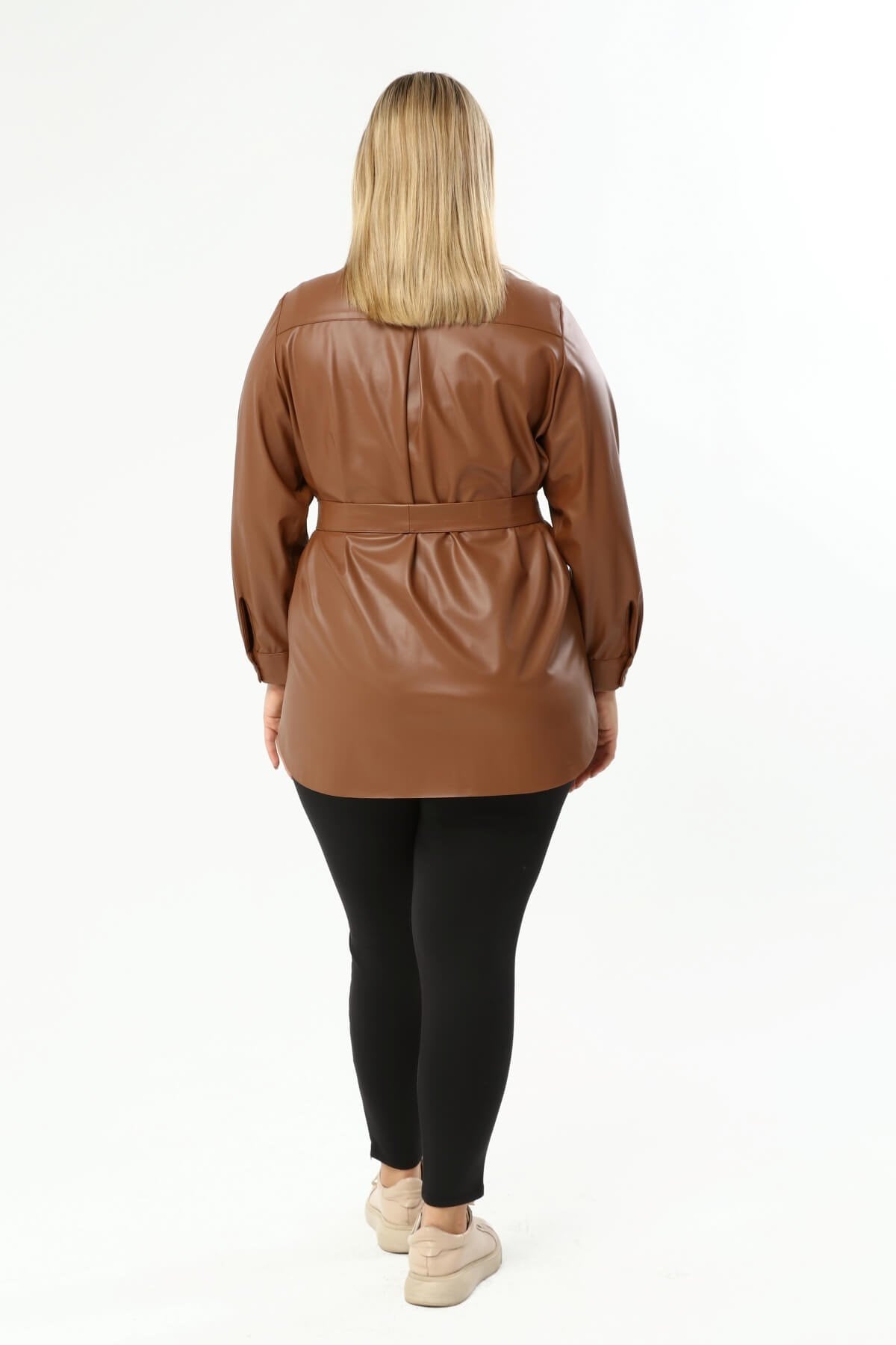 Suni Deri Kuşaklı Gömlek Ceket