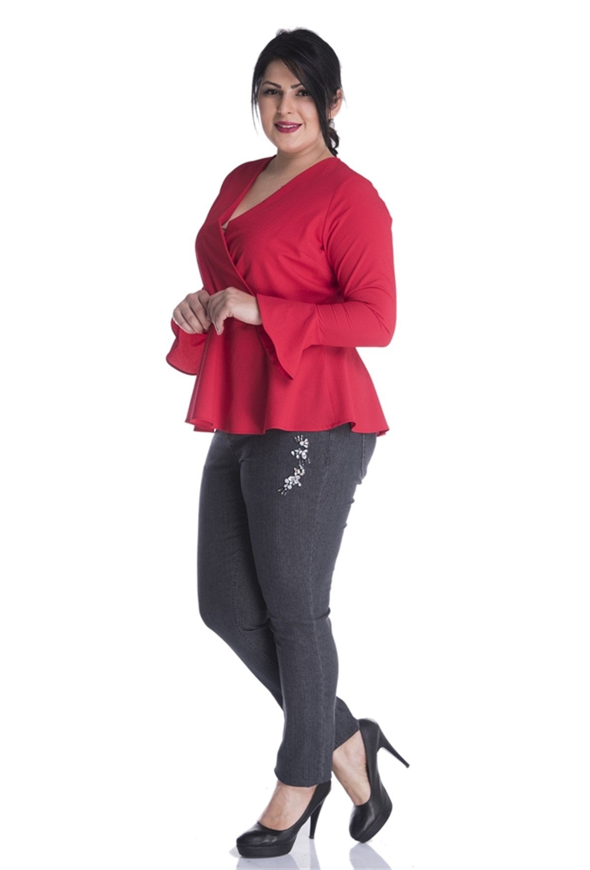 Süs Taşlı 5 Cep Denim Pantolon